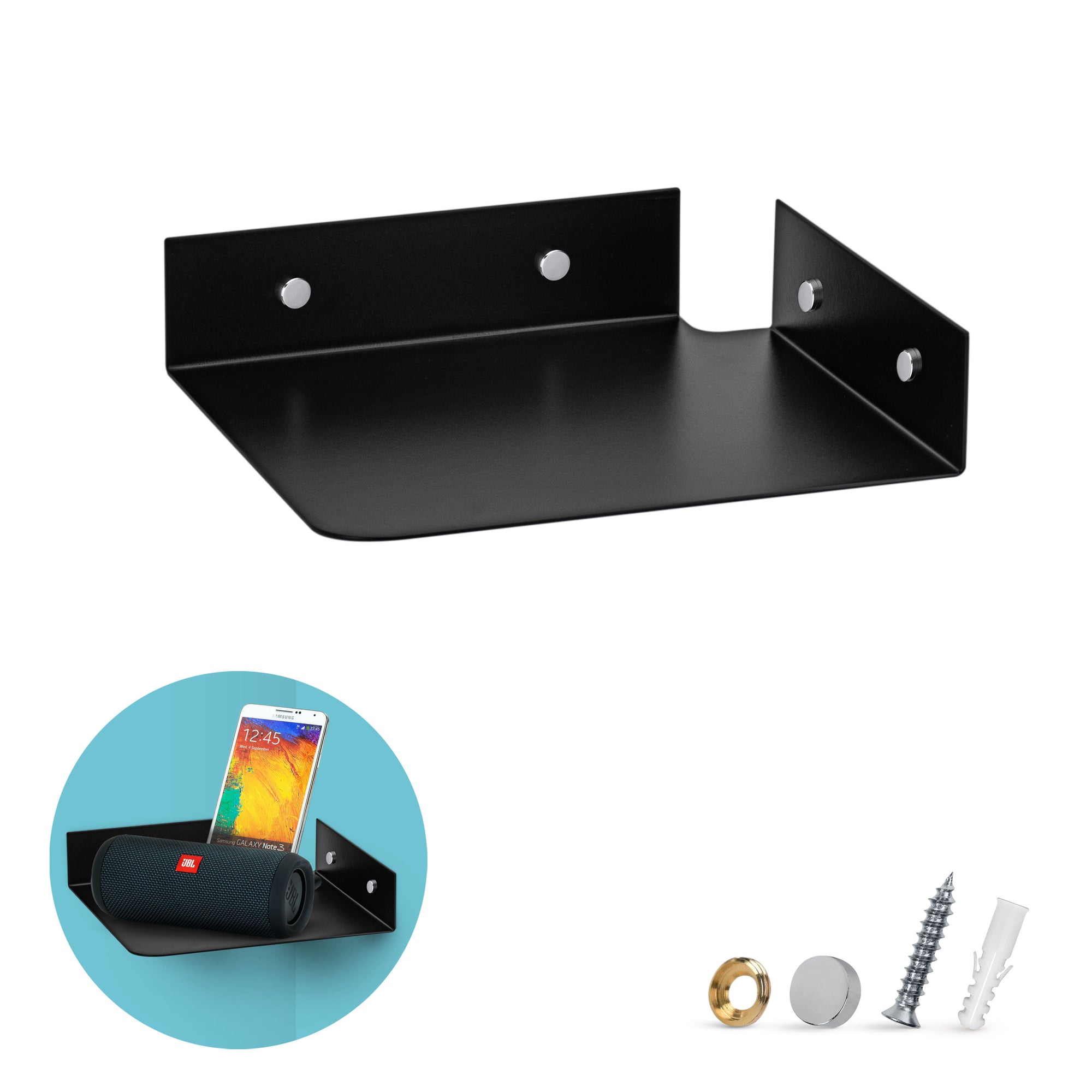 8" Metal Corner Wall Mount Shelf for Baby Monitors, Security Cameras, Sonos Speaker, Also For Wif Routers, Decor, Plants, Router, Photos, Kitchen, Bathroom, Cable Box & More