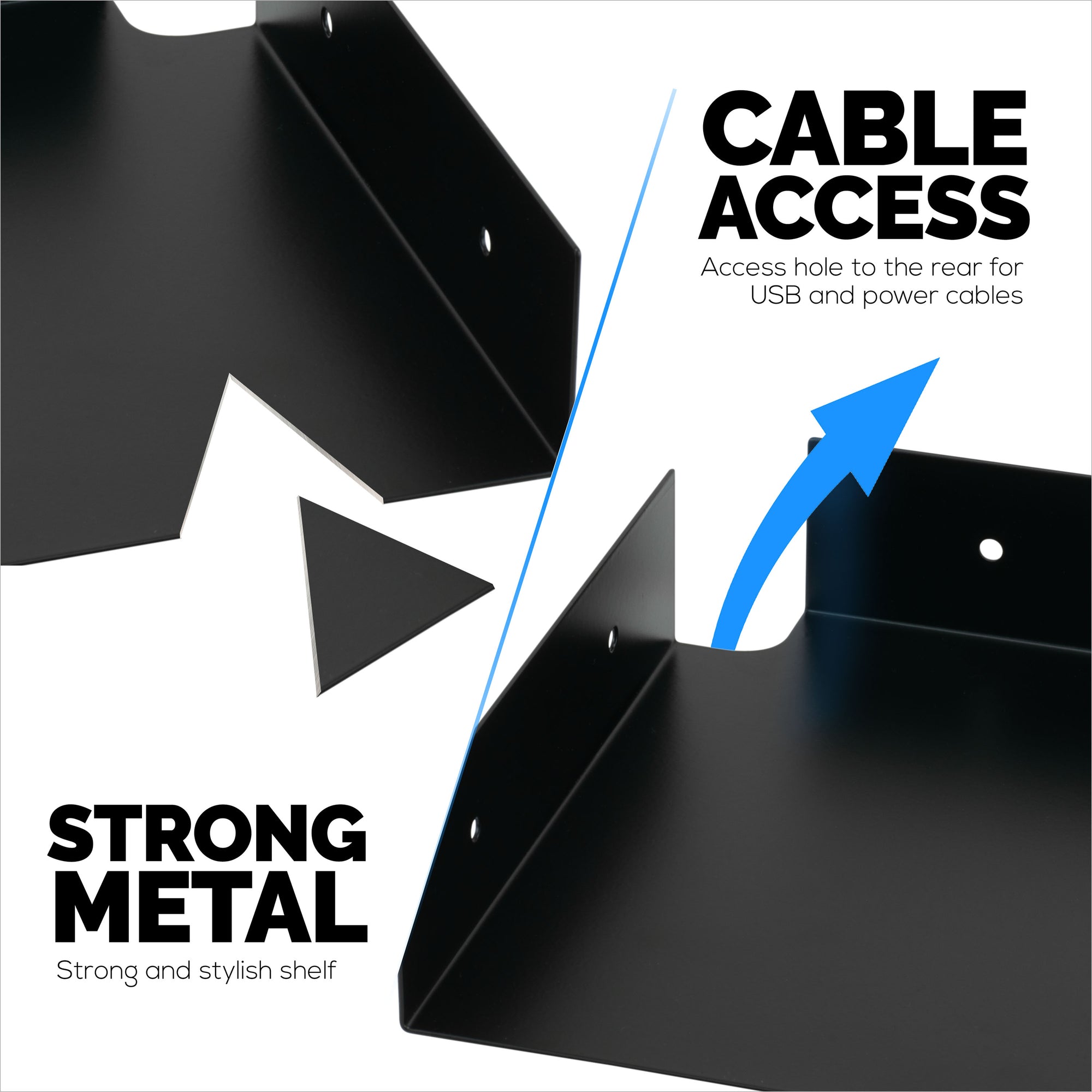 8&quot; Metal Corner Wall Mount Shelf for Baby Monitors, Security Cameras, Sonos Speaker, Also For Wif Routers, Decor, Plants, Router, Photos, Kitchen, Bathroom, Cable Box &amp; More