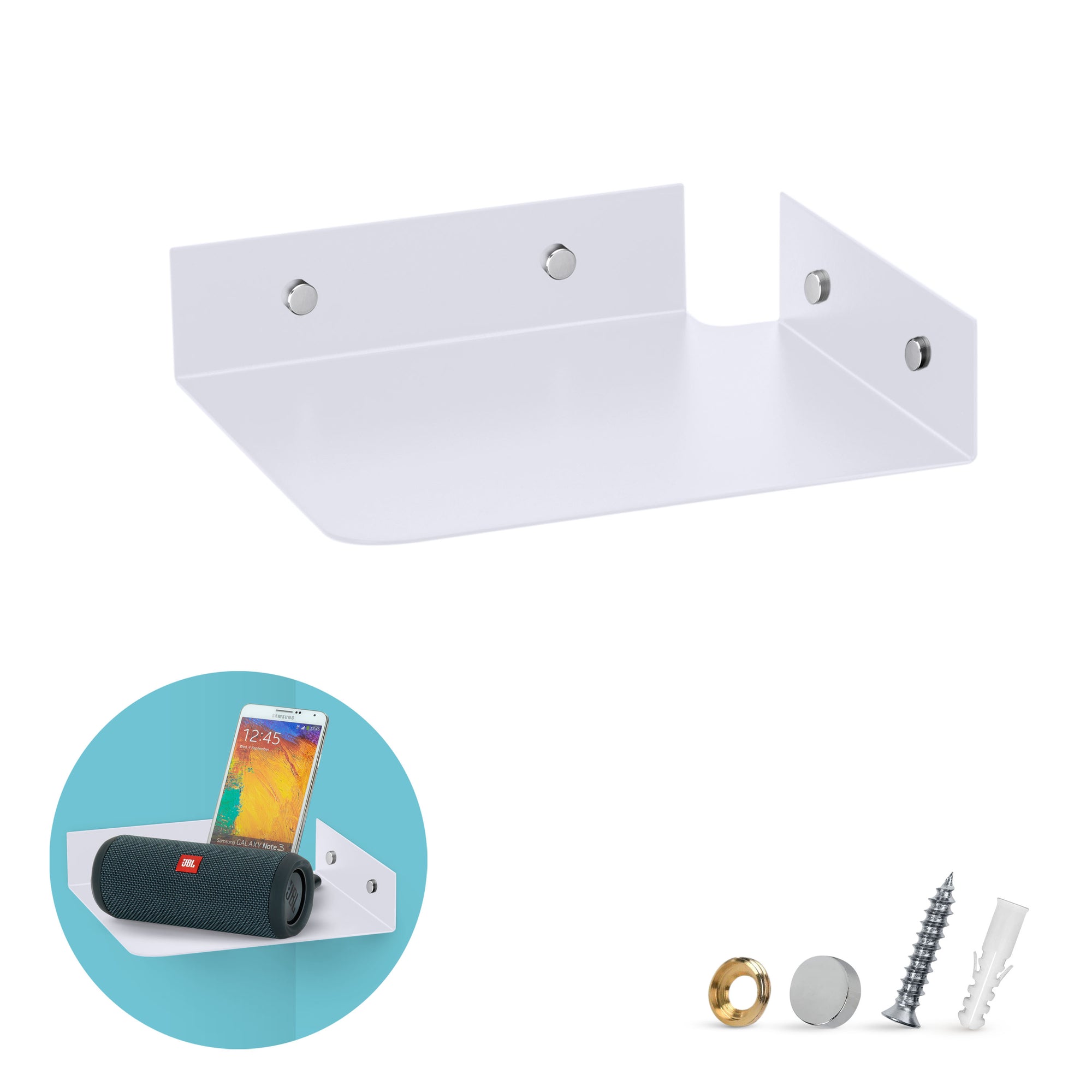 8&quot; Metal Corner Wall Mount Shelf for Baby Monitors, Security Cameras, Sonos Speaker, Also For Wif Routers, Decor, Plants, Router, Photos, Kitchen, Bathroom, Cable Box &amp; More