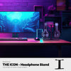 The Icon - 桌面双耳机支架 - 适用于所有游戏和音频耳机的通用设计