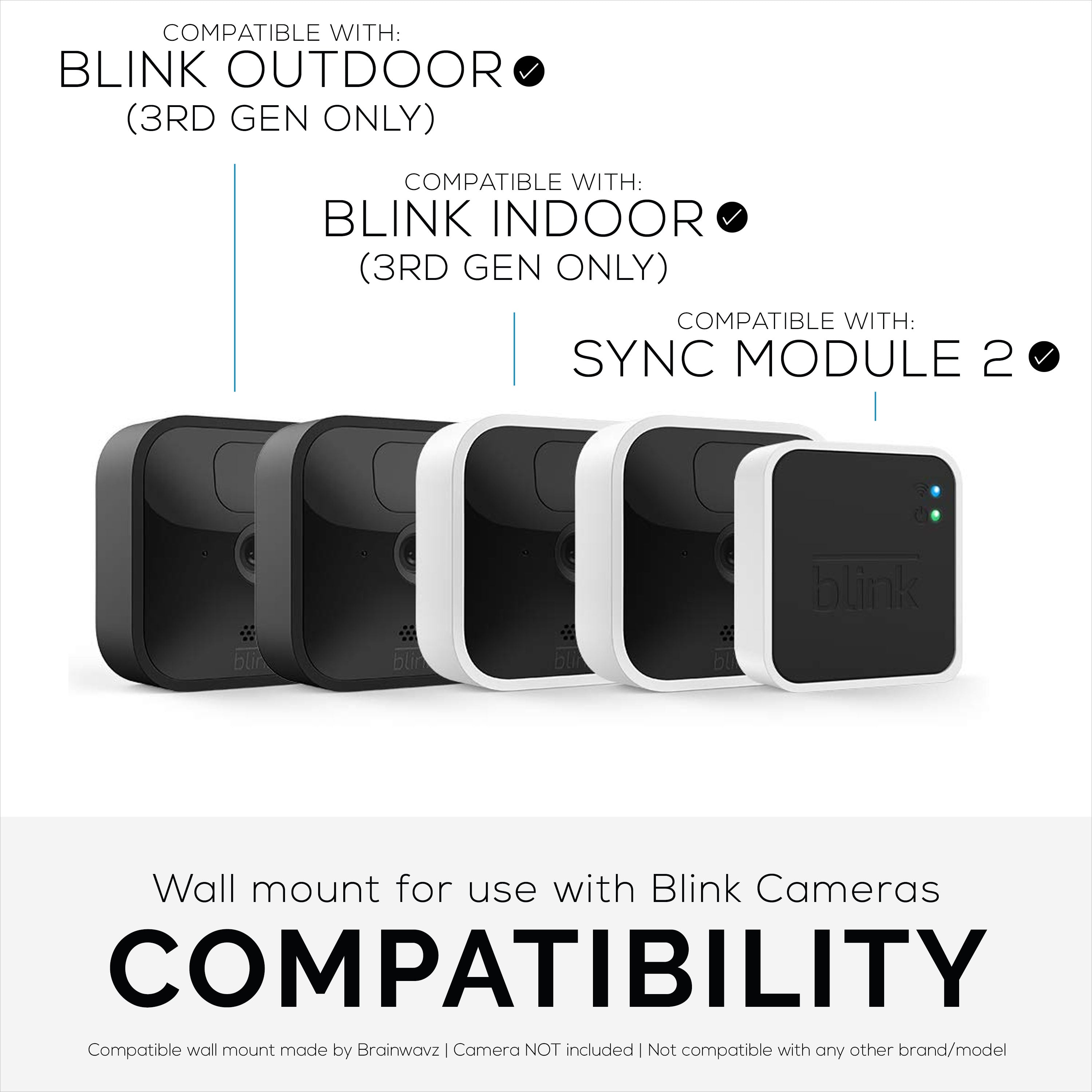 Adhesive Blink Outdoor Indoor (3rd Gen) & Sync Module Camera Mount, 3+ -  Brainwavz Audio