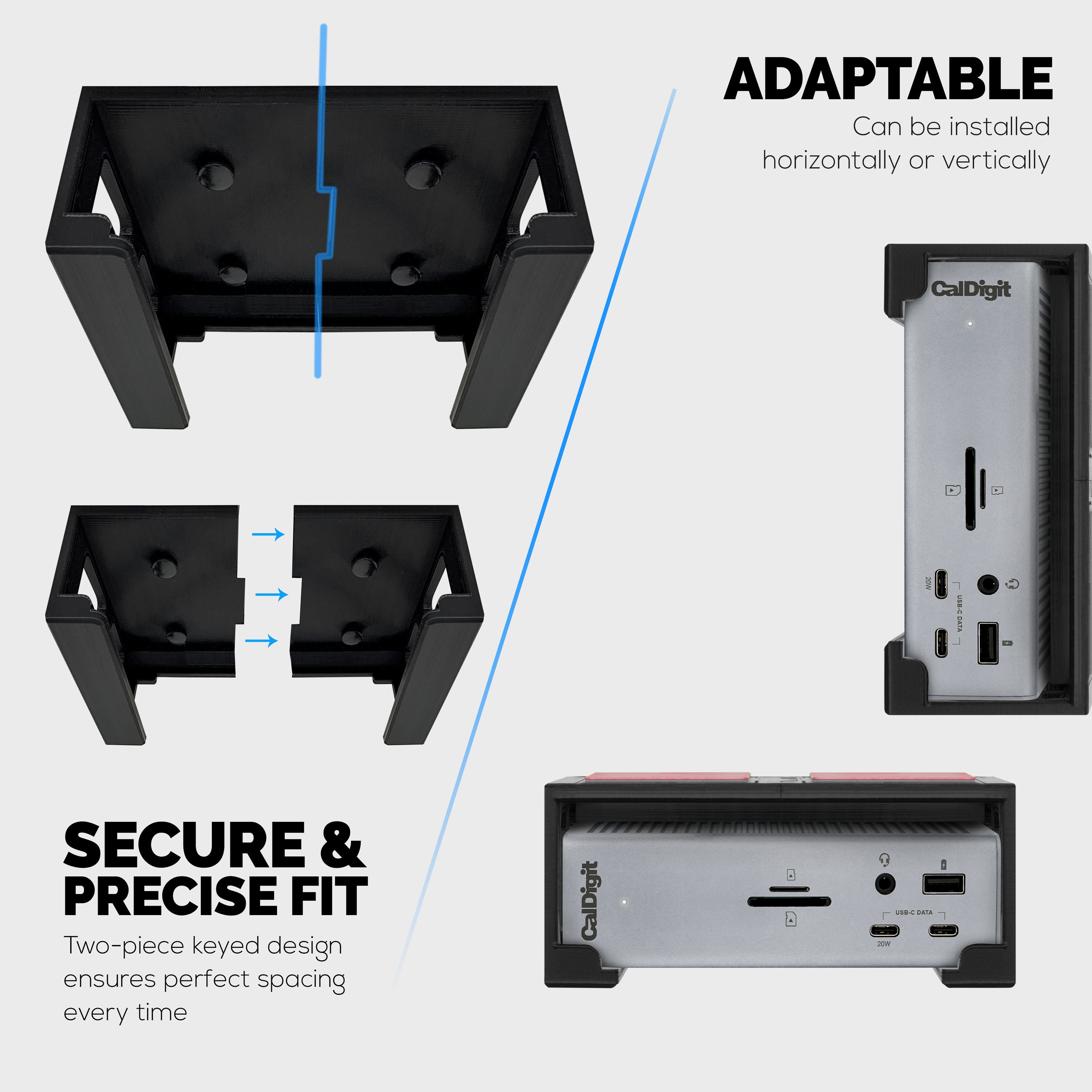 SplashNColor Under Desk Mounting Bracket Compatible with Caldigit TS4  Thunderbolt Station 4 - Enhance Workflow, Stay Organized, and Save Space