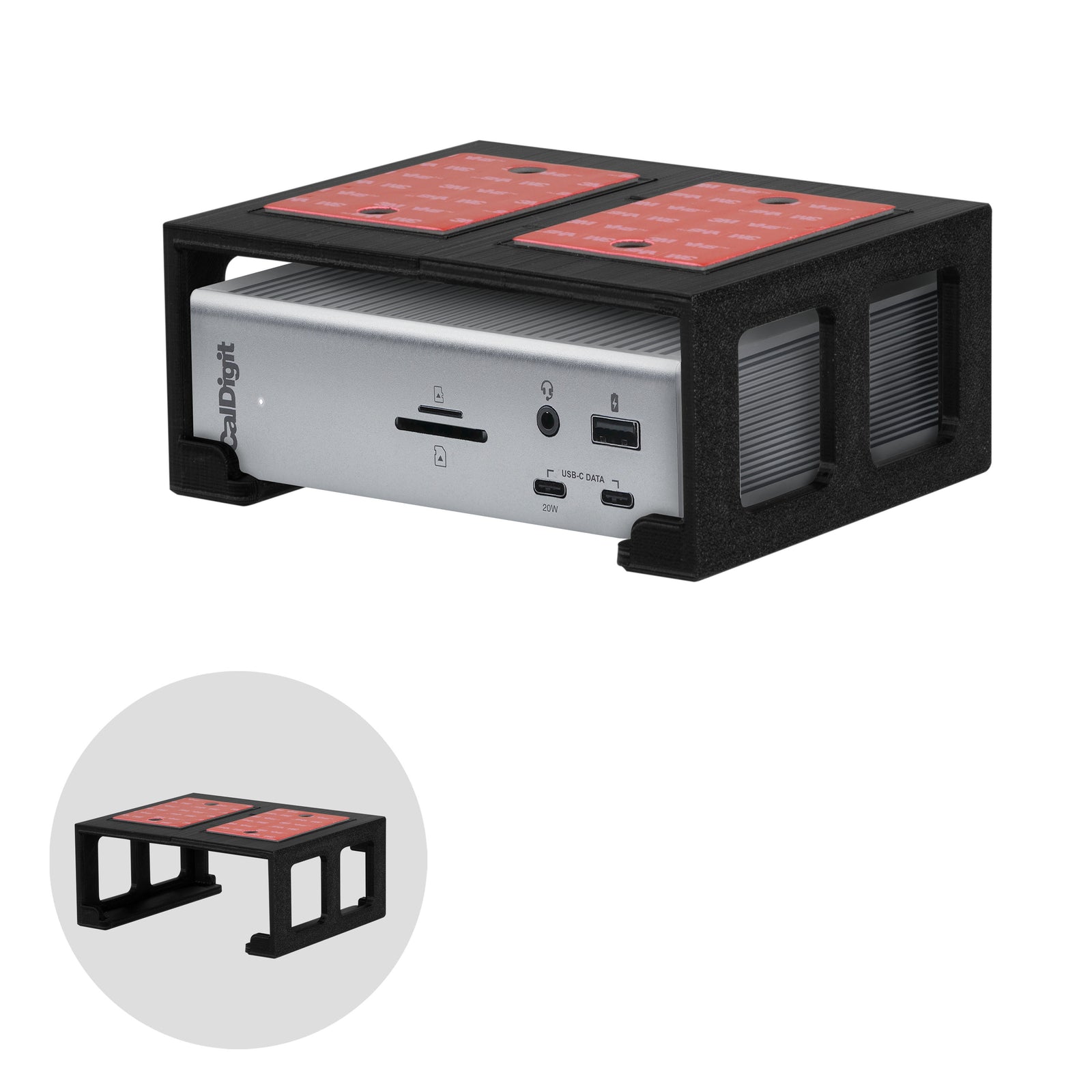 Under Desk Mounting Bracket Compatible with Caldigit TS4 Thunderbolt Station 4 - Space Saving Dock, Easy to Install, Adhesive & Screw-In, Reduce Clutter, Free Desktop Space