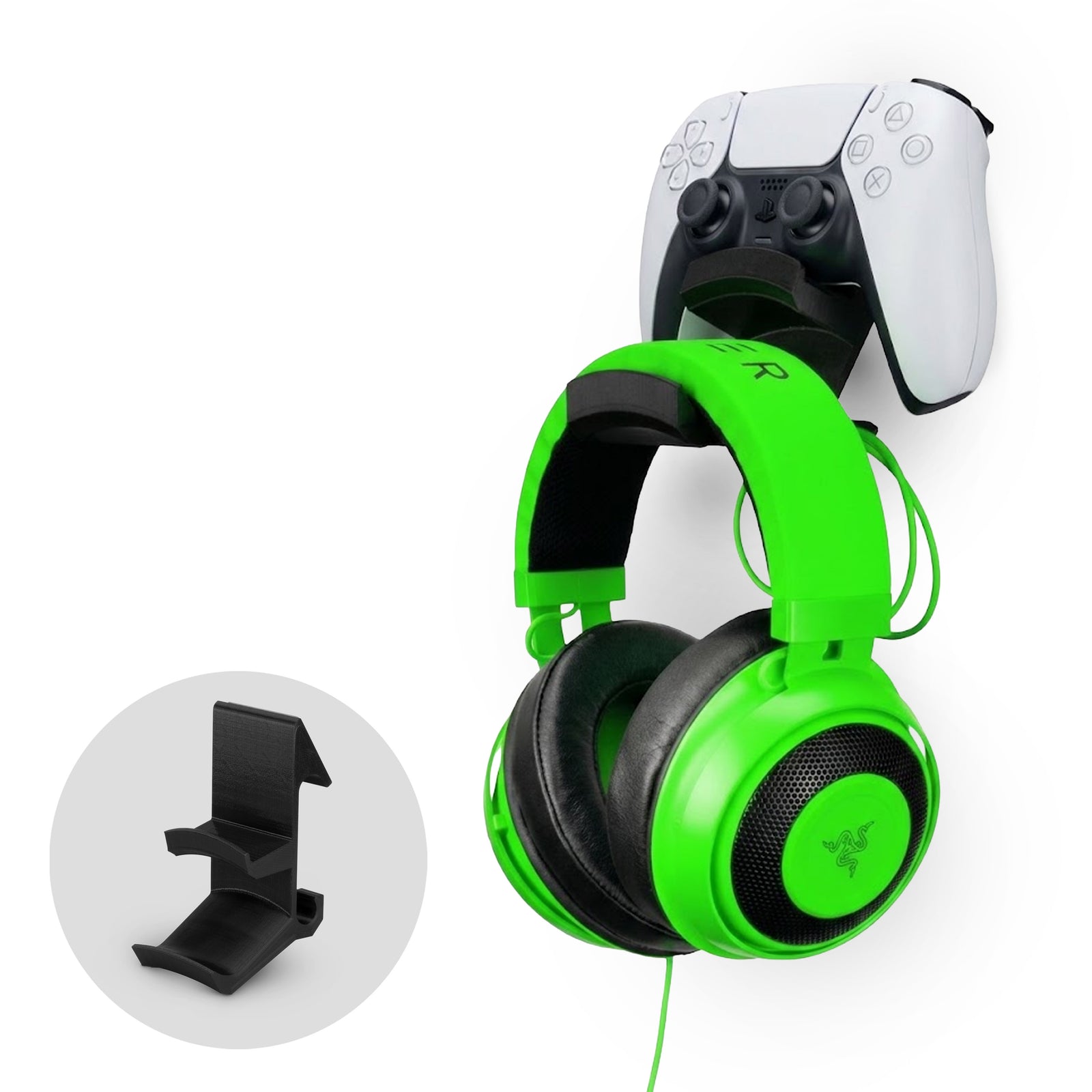 The Colossus - Headphone and Universal Game Controller Hanger - Adhesive Mount, No Mess & No Screws