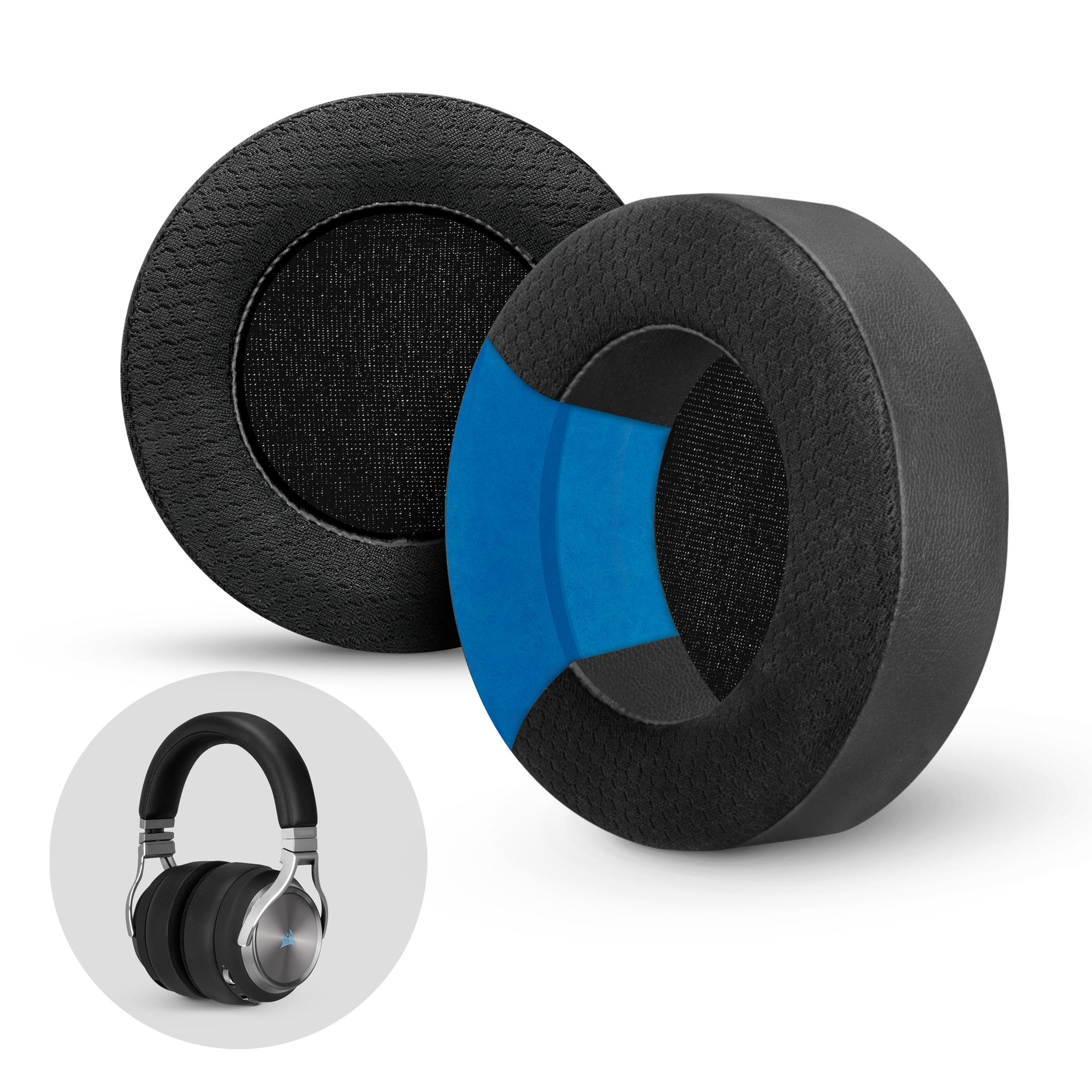 Hybrid Virtuoso Earpads with Cooling Gel, Memory Foam & Breathable Mesh Fabric for Corsair Virtuoso Gaming Headset, Improved Durability, Thickness & Sound Isolation