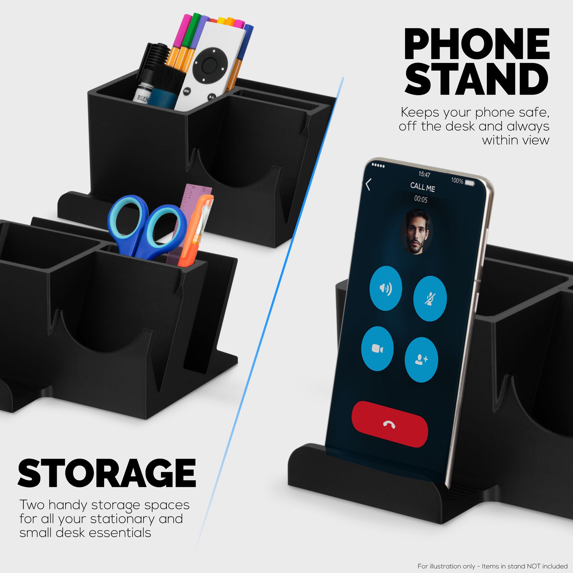 Desktop Keyboard, Mouse &amp; Phone Stand Holder w/ Stationary Storage, Suitable for Small Or Large Keyboards, Tablets, Gaming &amp; Office Mice