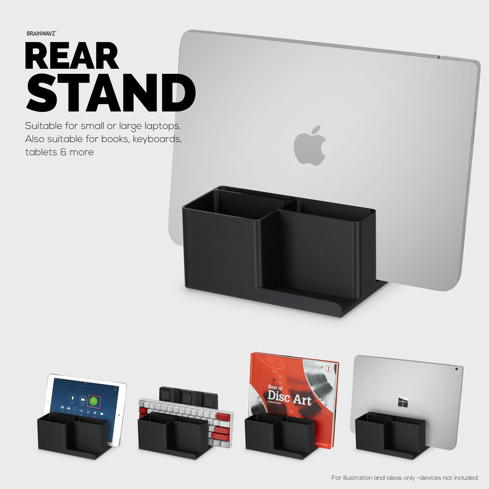 Laptop Stand for Desk with Pen Holder &amp; Phone Stand - All In One Organizer, Reduce Desktop Clutter