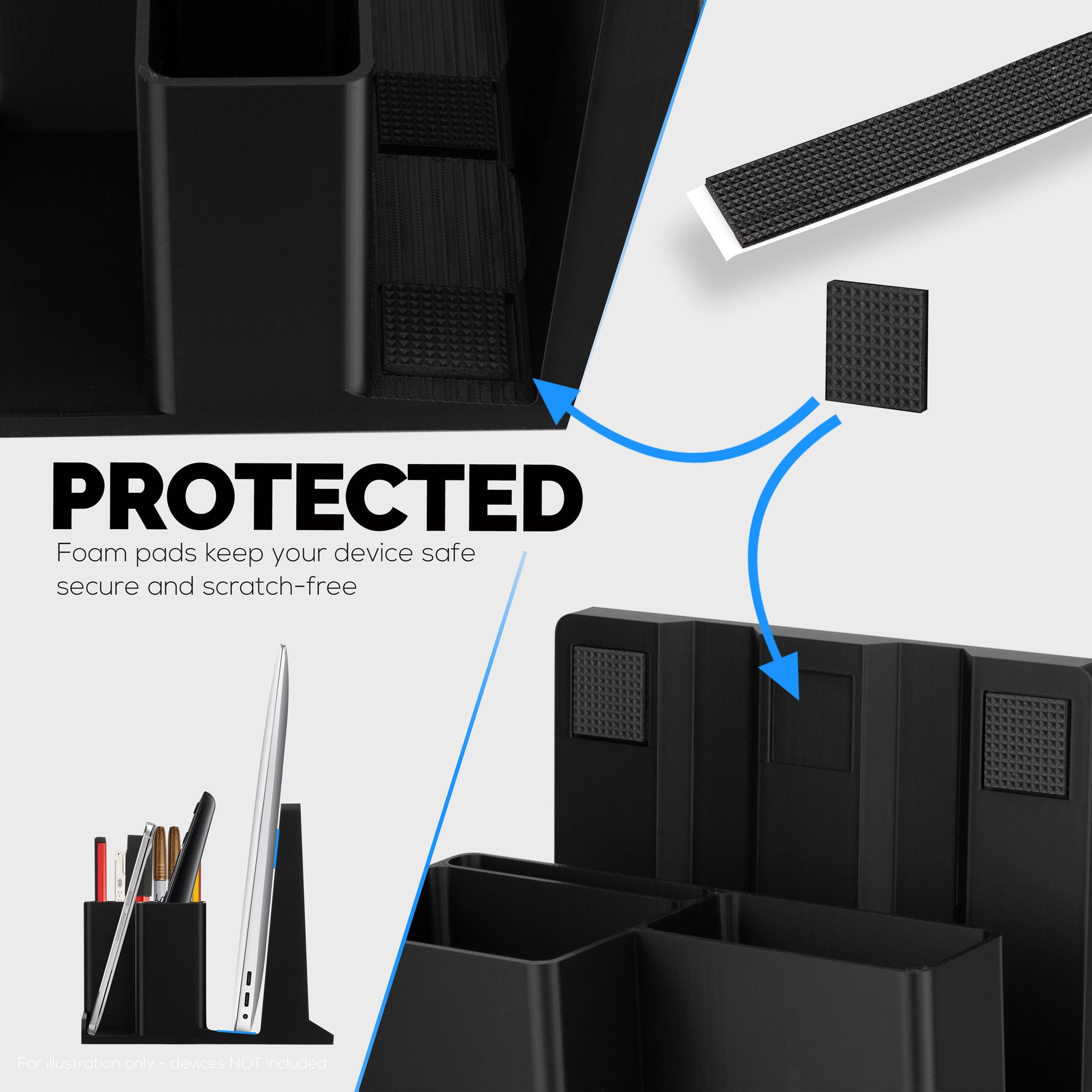 Laptop Stand for Desk with Pen Holder &amp; Phone Stand - All In One Organizer, Reduce Desktop Clutter