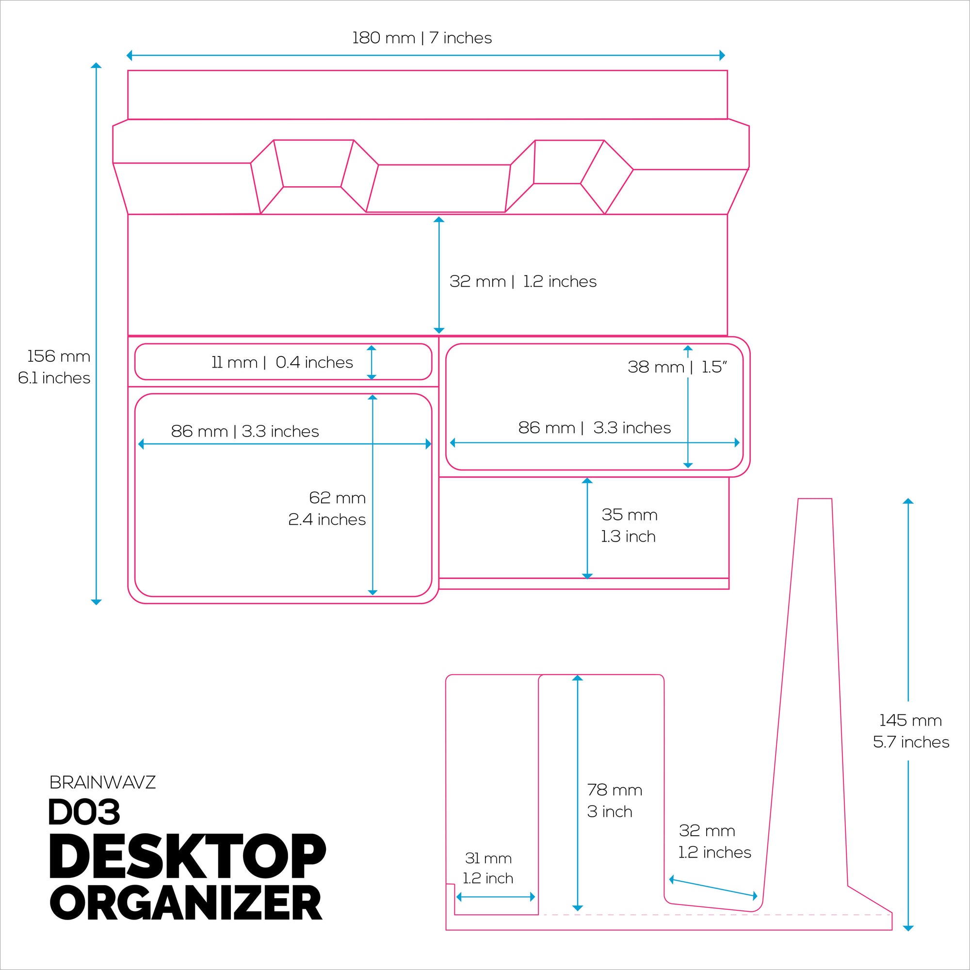 Laptop Stand for Desk with Pen Holder &amp; Phone Stand - All In One Organizer, Reduce Desktop Clutter