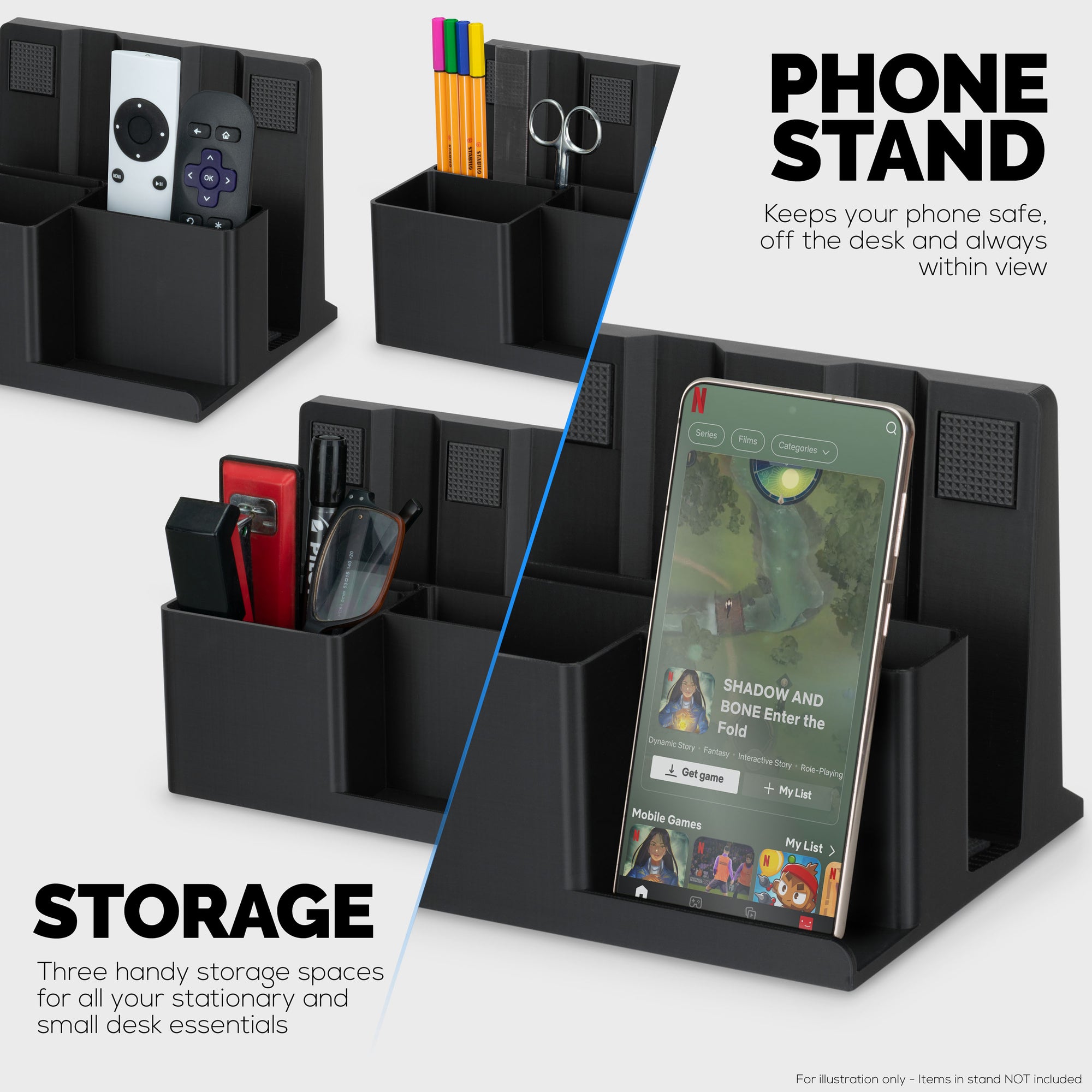 Laptop Stand for Desk with Pen Holder &amp; Phone Stand - All In One Organizer, Reduce Desktop Clutter