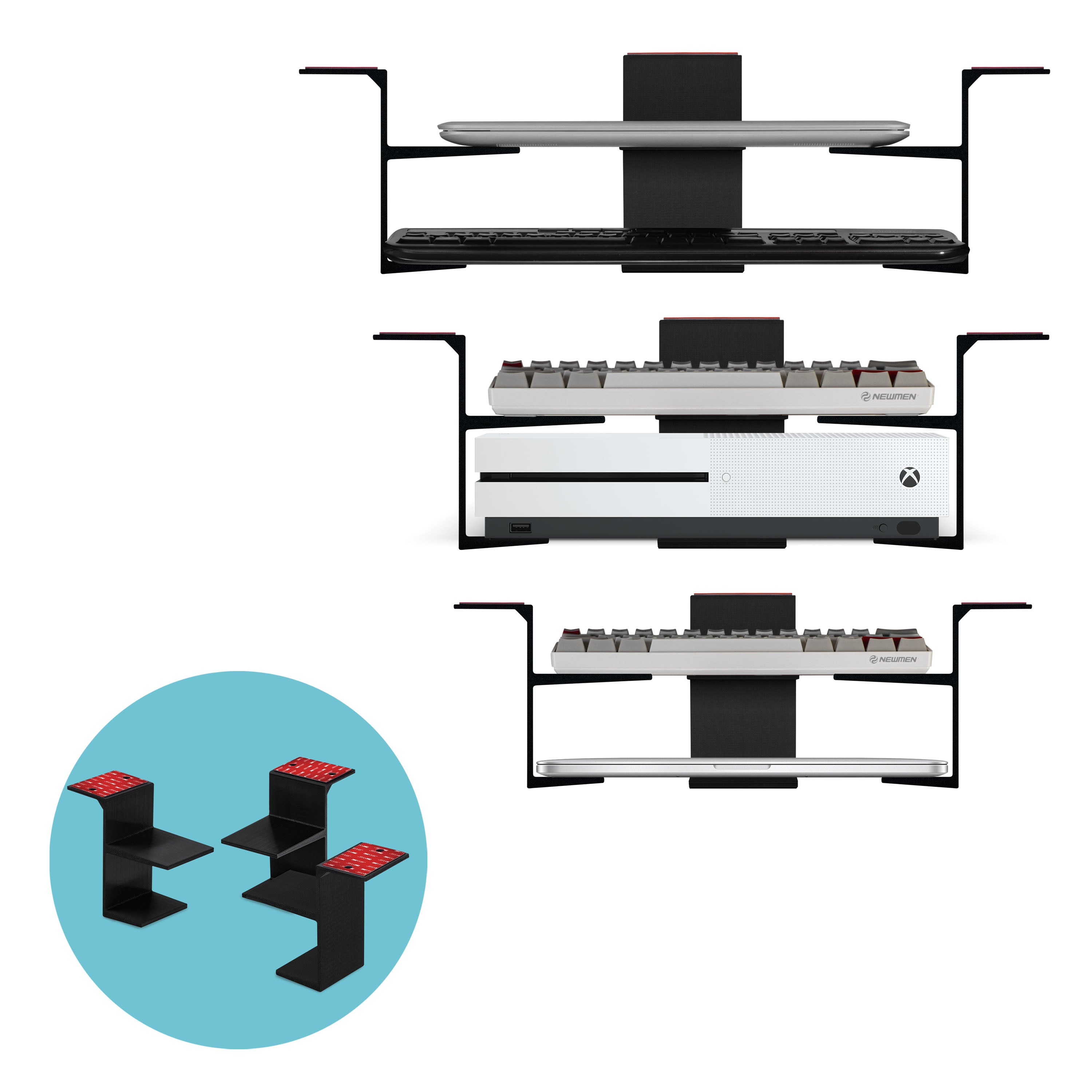 Twin Under Desk Laptop & Device Mount, Adhesive & Screw In