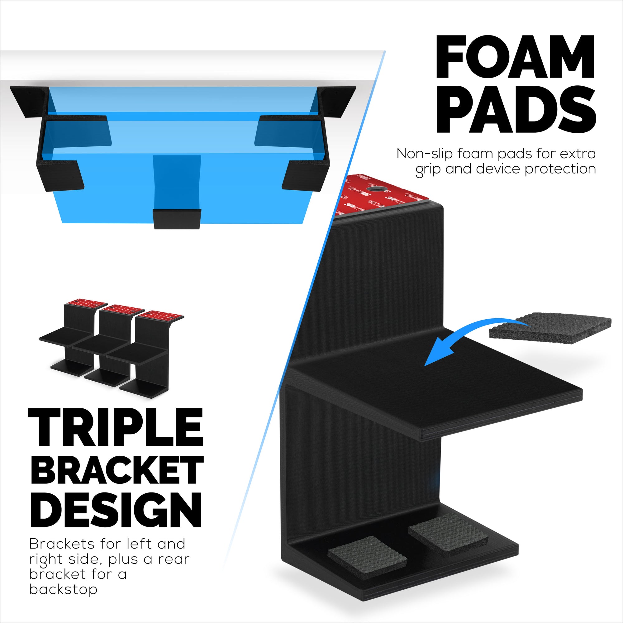 Dual Under Desk Holder Mount For Laptops &amp; Devices upto 3&quot; Thick Like Routers Cable Box Small Computers Macbook Surface Keyboard Modems Network Switch &amp; More