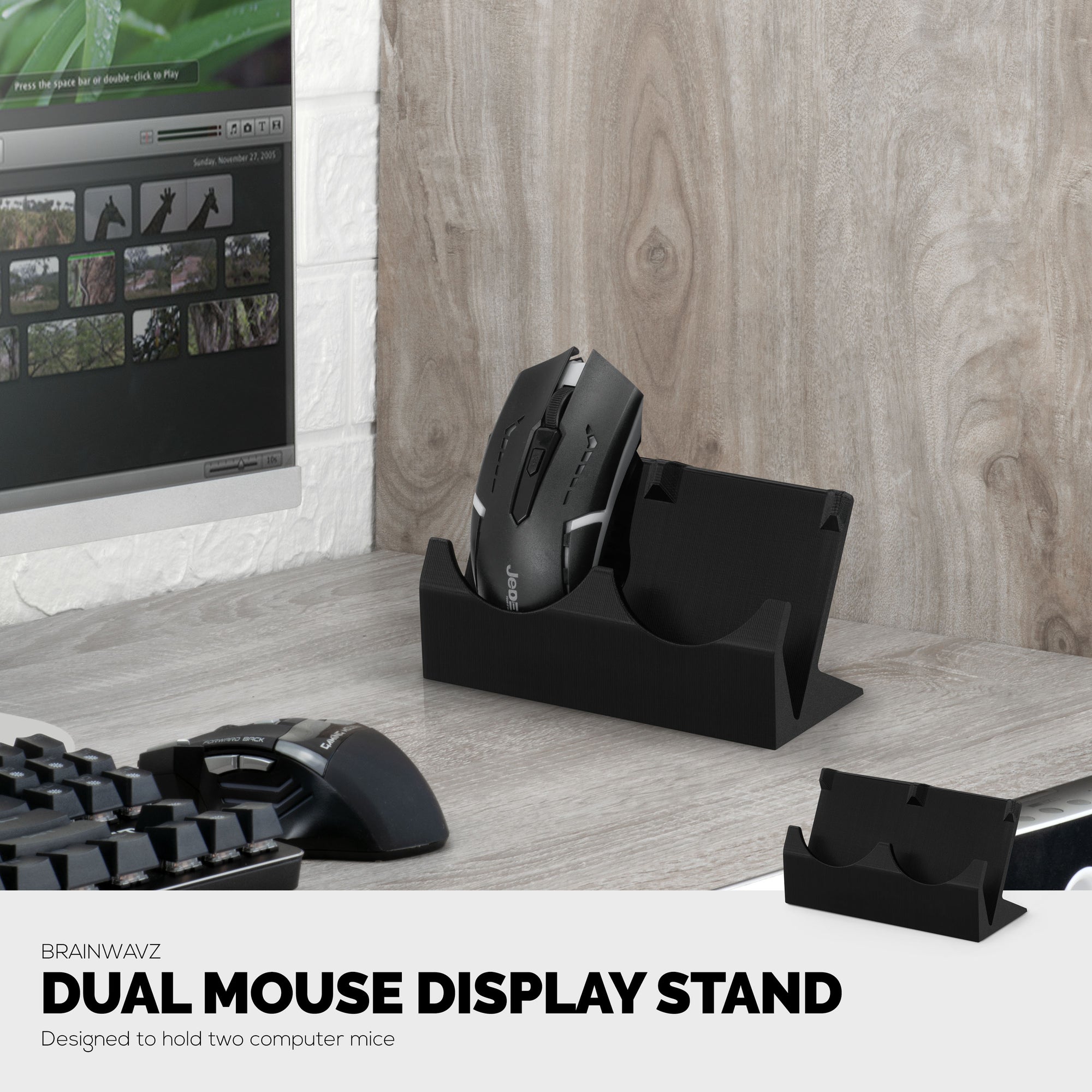 Desktop Dual PC Mouse Stand Holder, Suitable for Small Or Large Gaming ...