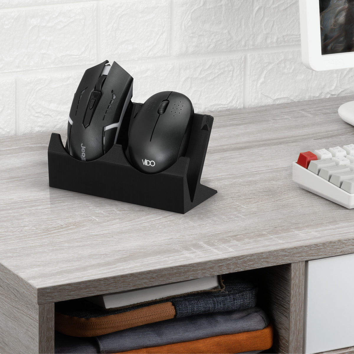 Desktop Dual PC Mouse Stand Holder, Suitable for Small Or Large Gaming ...