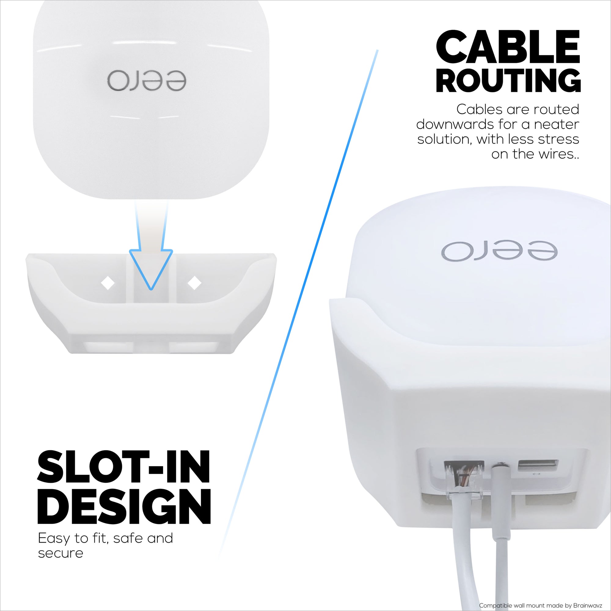 Screwless Wall Mount For EERO 6 Plus Mesh Wifi Router (ONLY WORKS WITH 6 PLUS), Strong VHB Adhesive, Easy to Install, Reduce Interference &amp; Increase Range, Stick On &amp; Screw-in Mounting