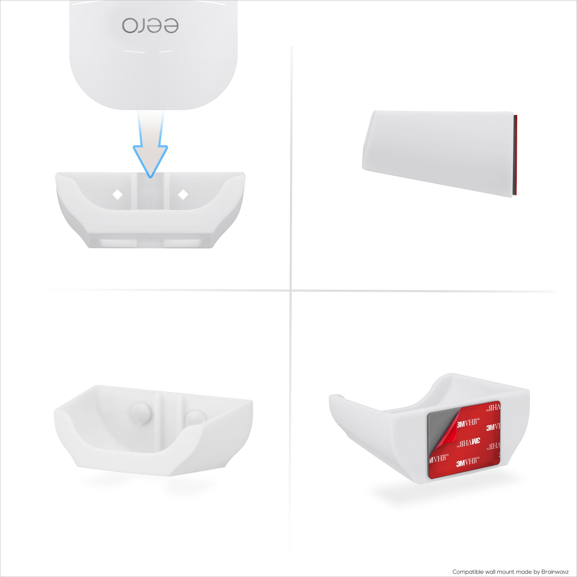 Screwless Wall Mount For EERO 6 Plus Mesh Wifi Router (ONLY WORKS WITH 6 PLUS), Strong VHB Adhesive, Easy to Install, Reduce Interference &amp; Increase Range, Stick On &amp; Screw-in Mounting