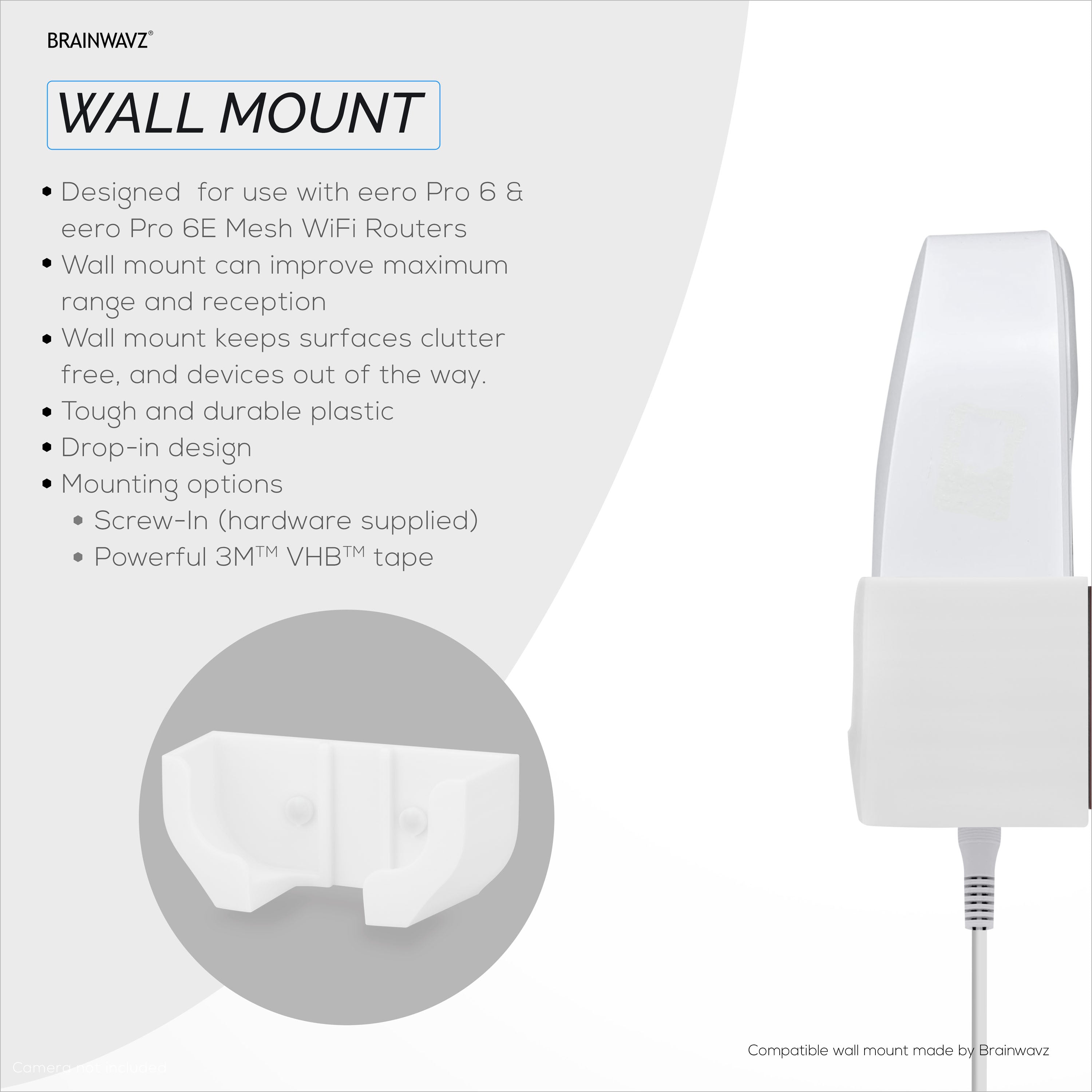 Wall Mount for eero Pro 6 & eero Pro 6E WIFI mesh routers - Brainwavz Audio