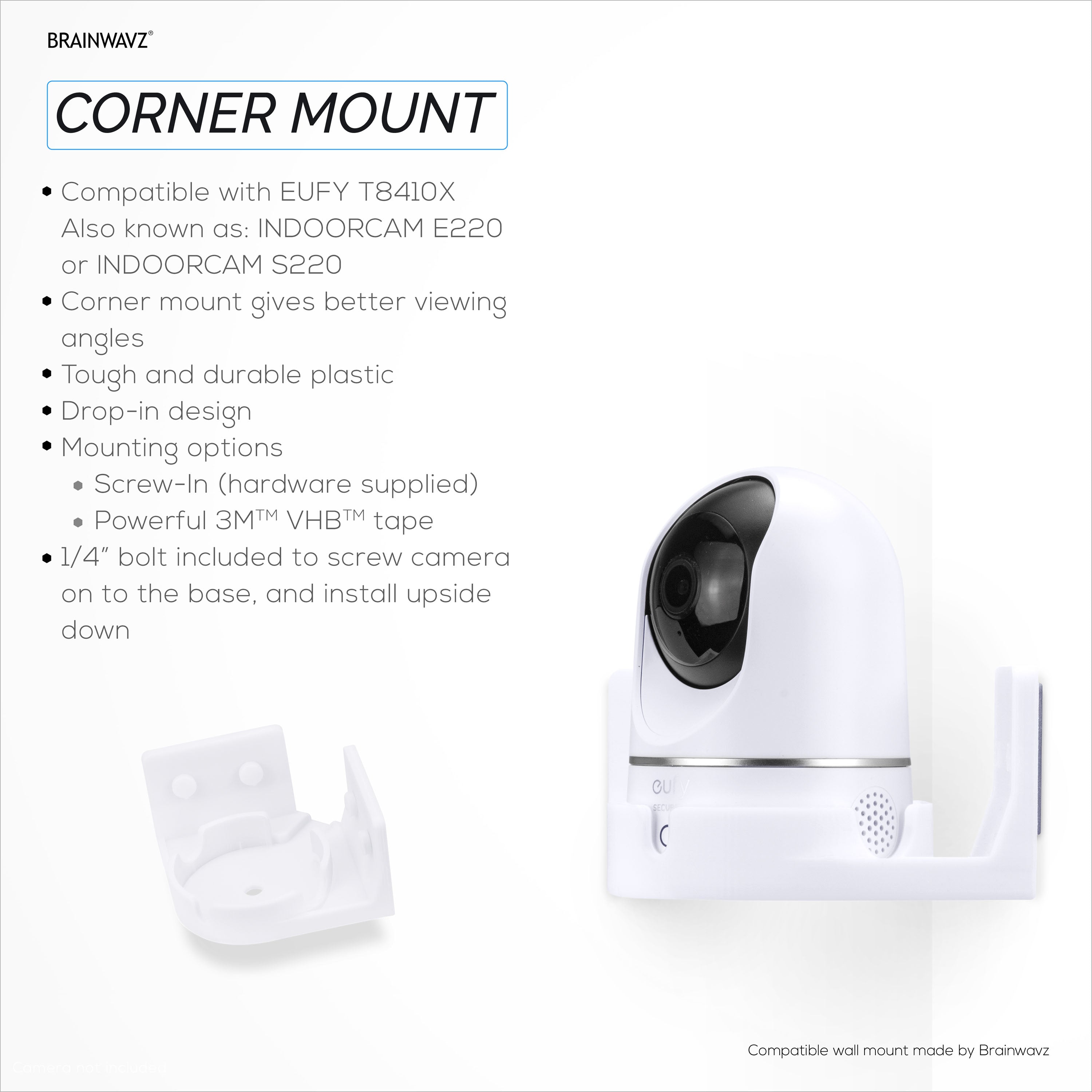 Corner Mount for Eufy security S220 / E220 T8410X Indoor Cam
