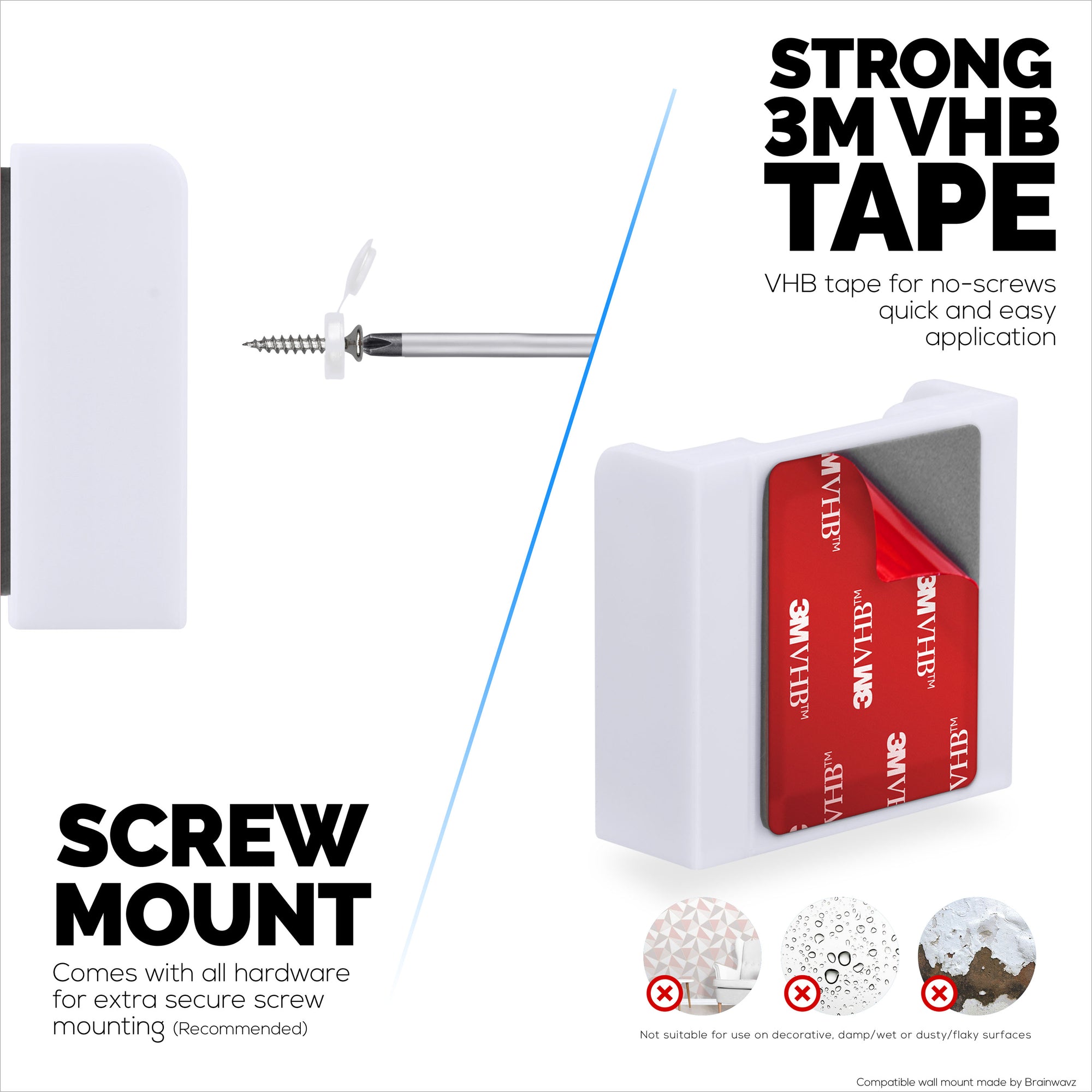 2 Pack Adhesive Wall Mount For Eufy Solo C24 / C120 (T8400X) Security Camera, Stick On &amp; Screw In