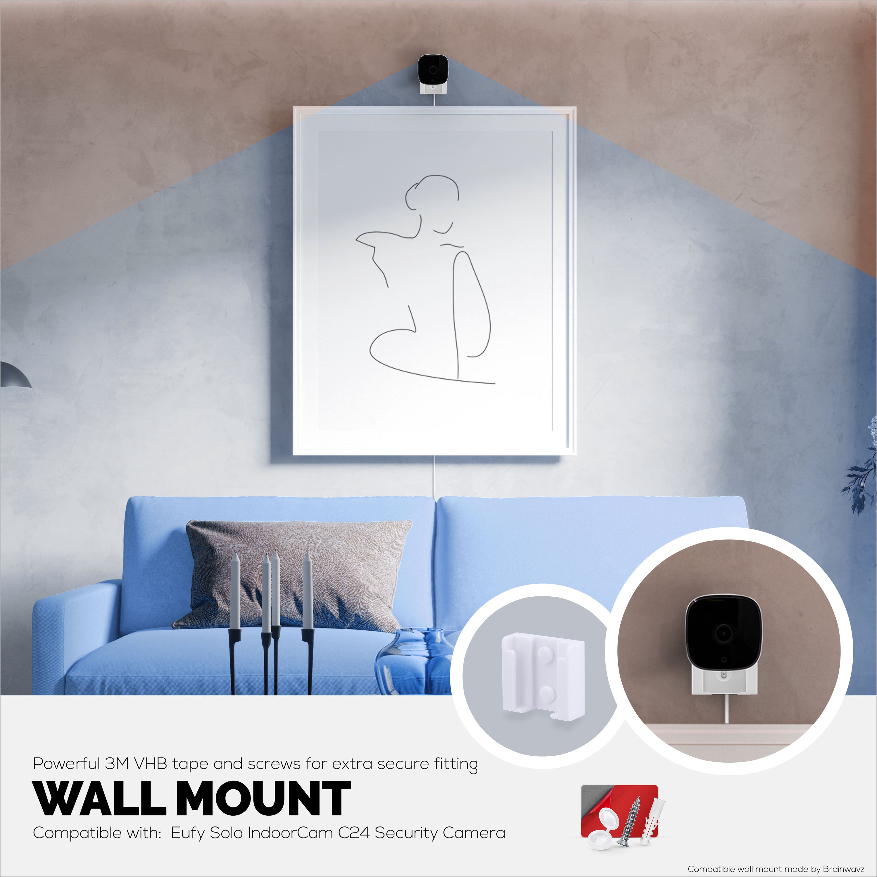 Wall Mount for Eufy security S220 T84 10X Indoor Cam, Security Camera -  Brainwavz Audio