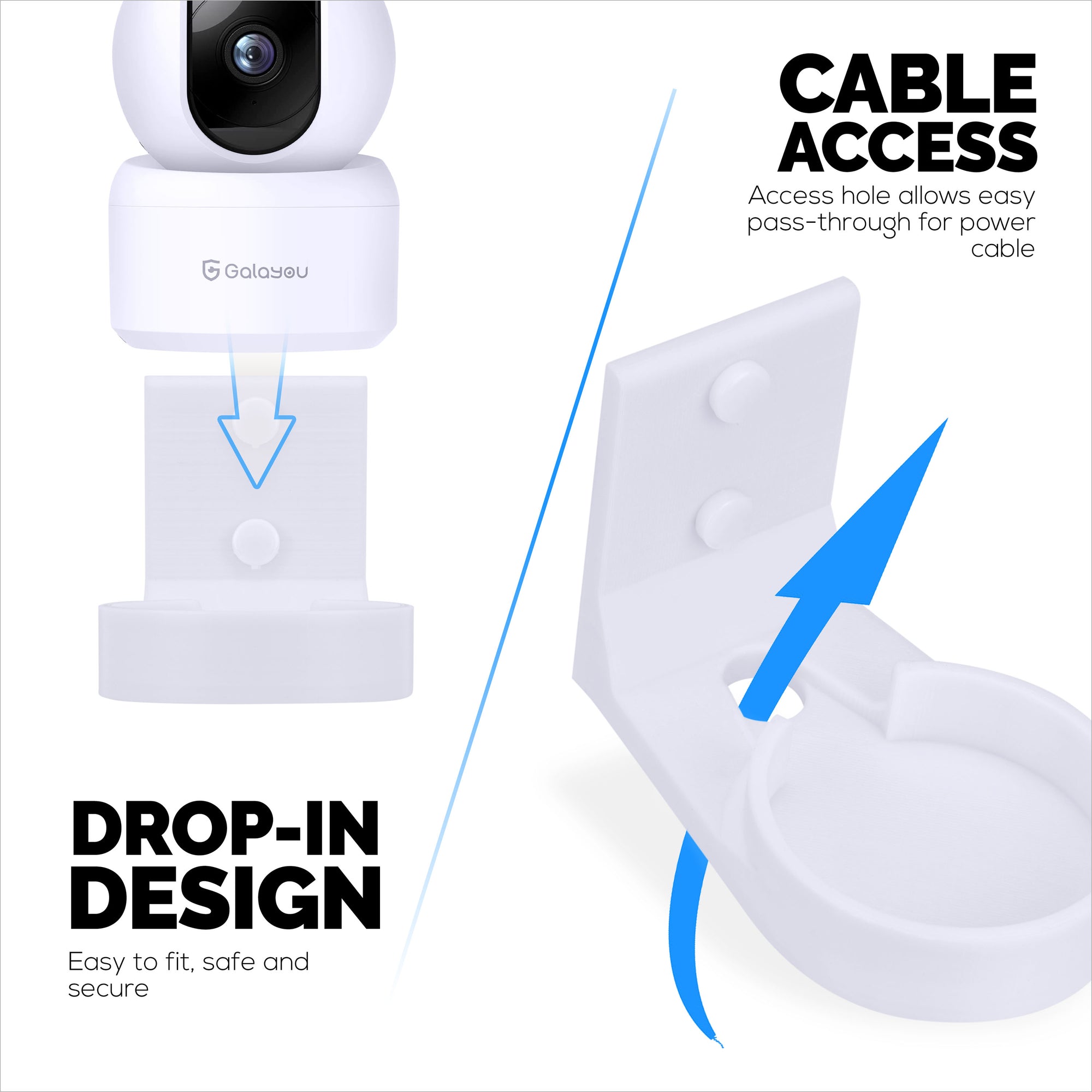 Wall Mount for Galayou G2 Pet &amp; Baby Indoor Camera, Adhesive Security Camera Holder Bracket, Reduce Blind Spots &amp; Clutter