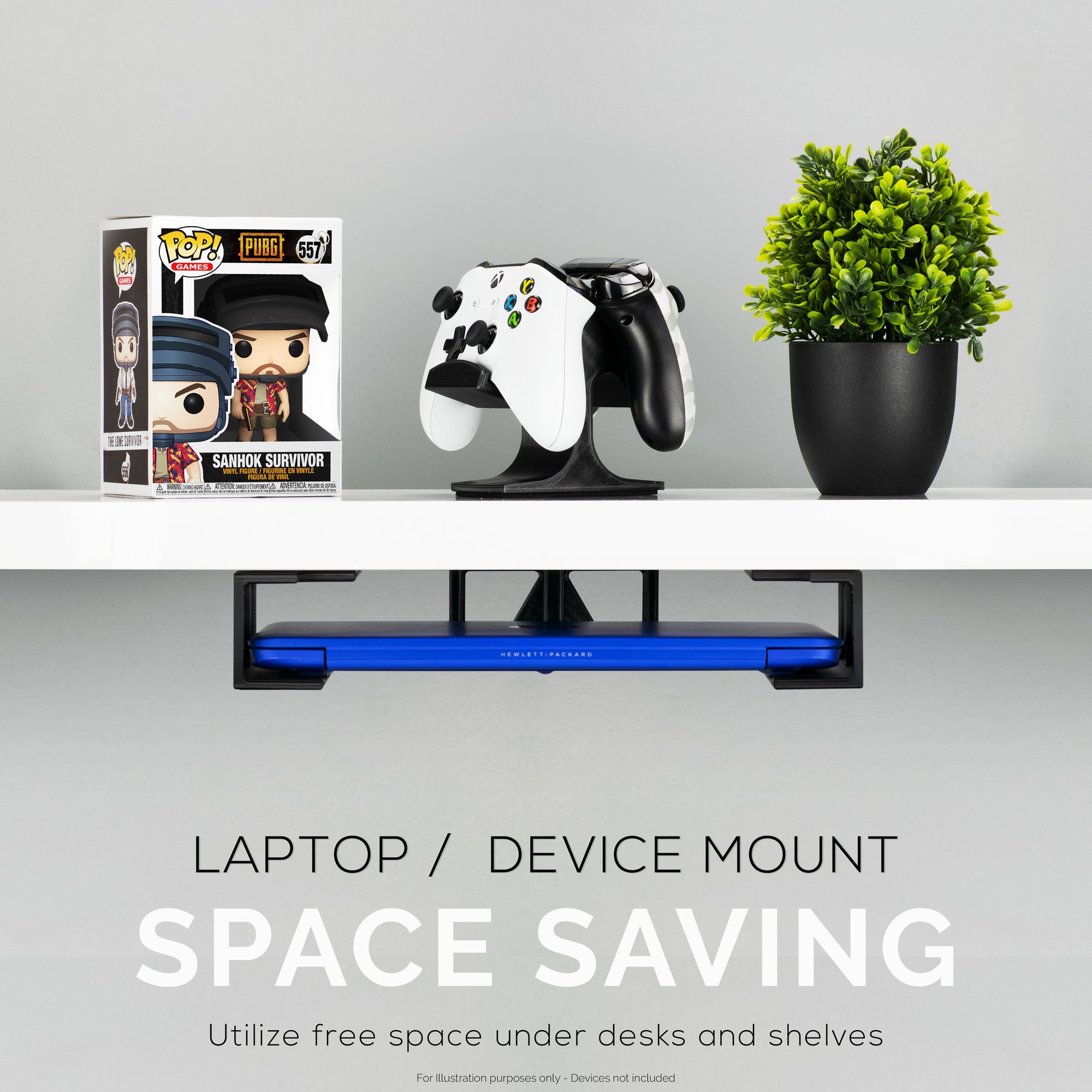 Under Desk Laptop Holder Mount with Adhesive &amp; Screws For Devices like Laptops Macbooks Surface Keyboard Routers Modem Cable Box Network Switch &amp; More