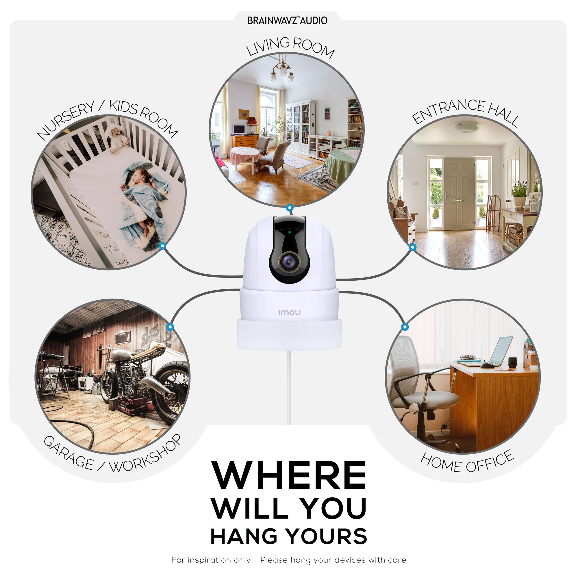 Wall Mount Compatible with Imou 2C 2MP &amp; 2C 4MP Pet &amp; Baby Indoor Camera, Security Camera Holder Bracket, Reduce Blind Spots &amp; Clutter