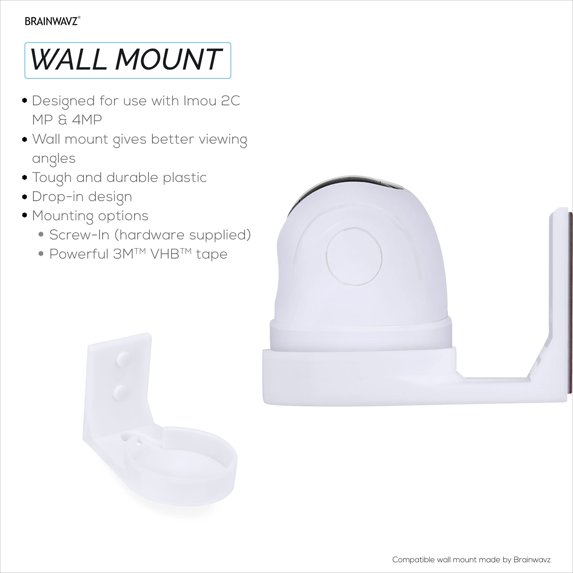 Wall Mount Compatible with Imou 2C 2MP &amp; 2C 4MP Pet &amp; Baby Indoor Camera, Security Camera Holder Bracket, Reduce Blind Spots &amp; Clutter