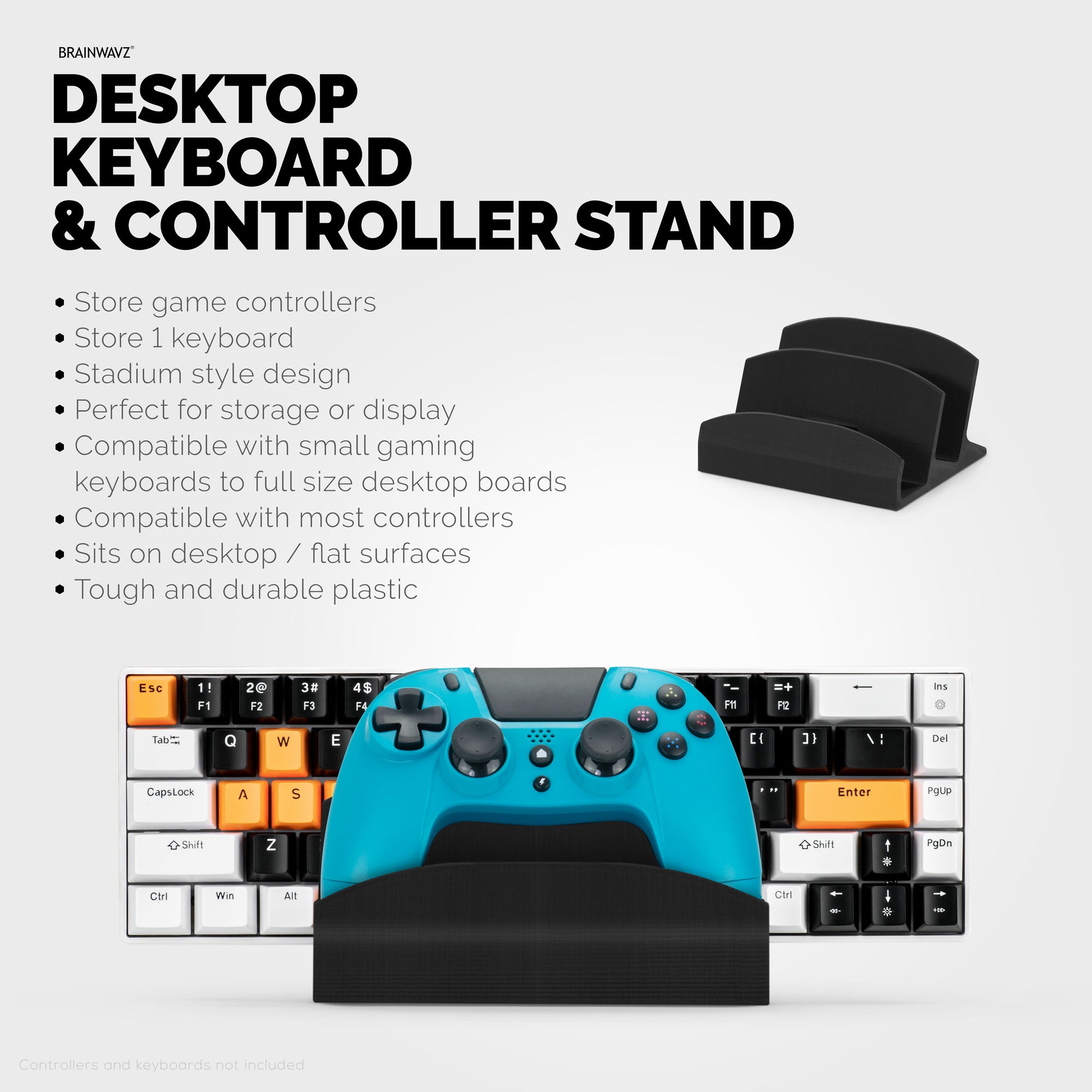 Keyboard Stand &amp; Game Controller Holder Stand For Desktops, Reduce Clutter, Organize Your Desk, Designed for all Sizes Keyboards &amp; All Types of Gamepads (DK04)