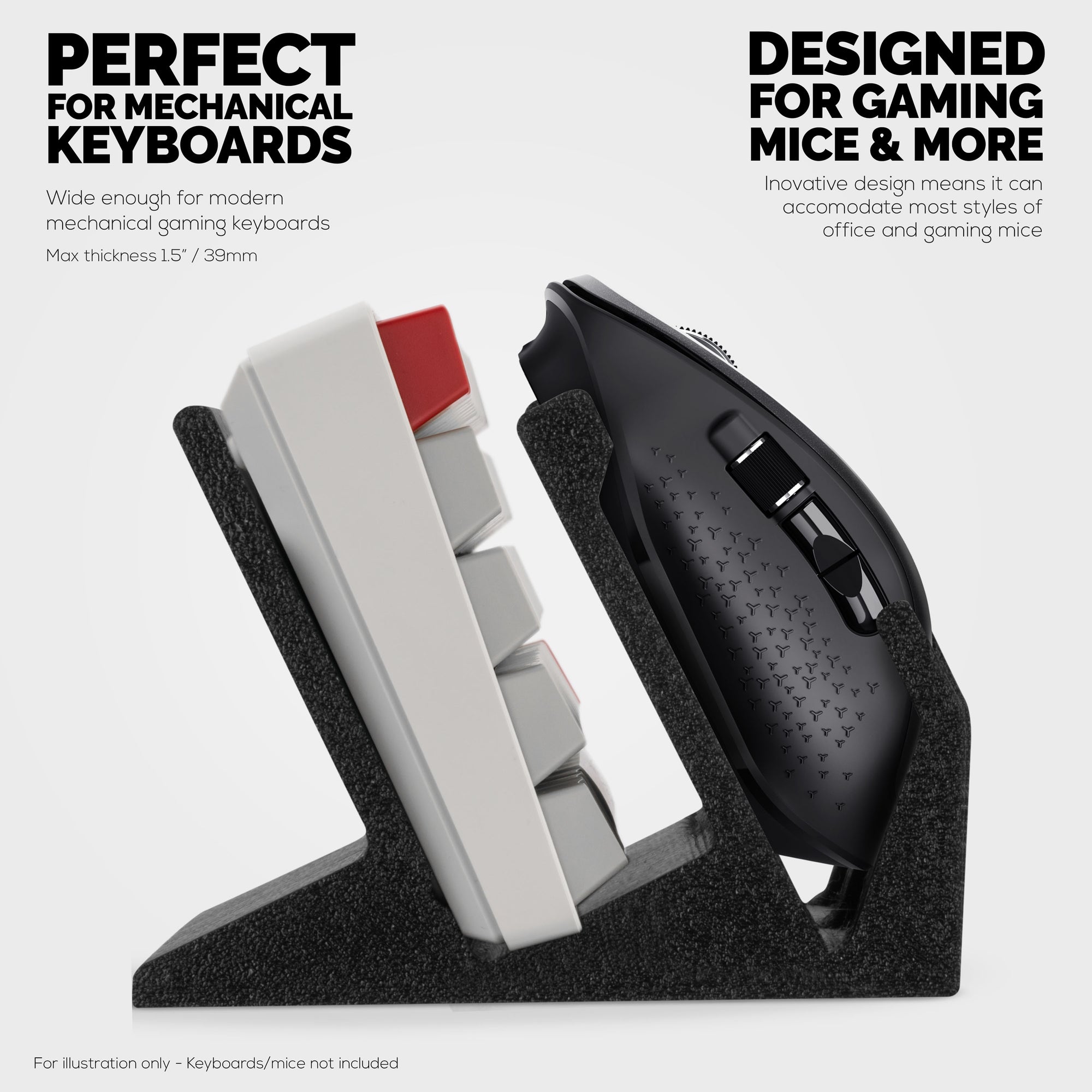 Desktop Keyboard &amp; Dual PC Mouse Stand Holder, Reduce Clutter, Organize Your Desk Better, Suitable for Any Size Keyboard &amp; Mouse (DK03)