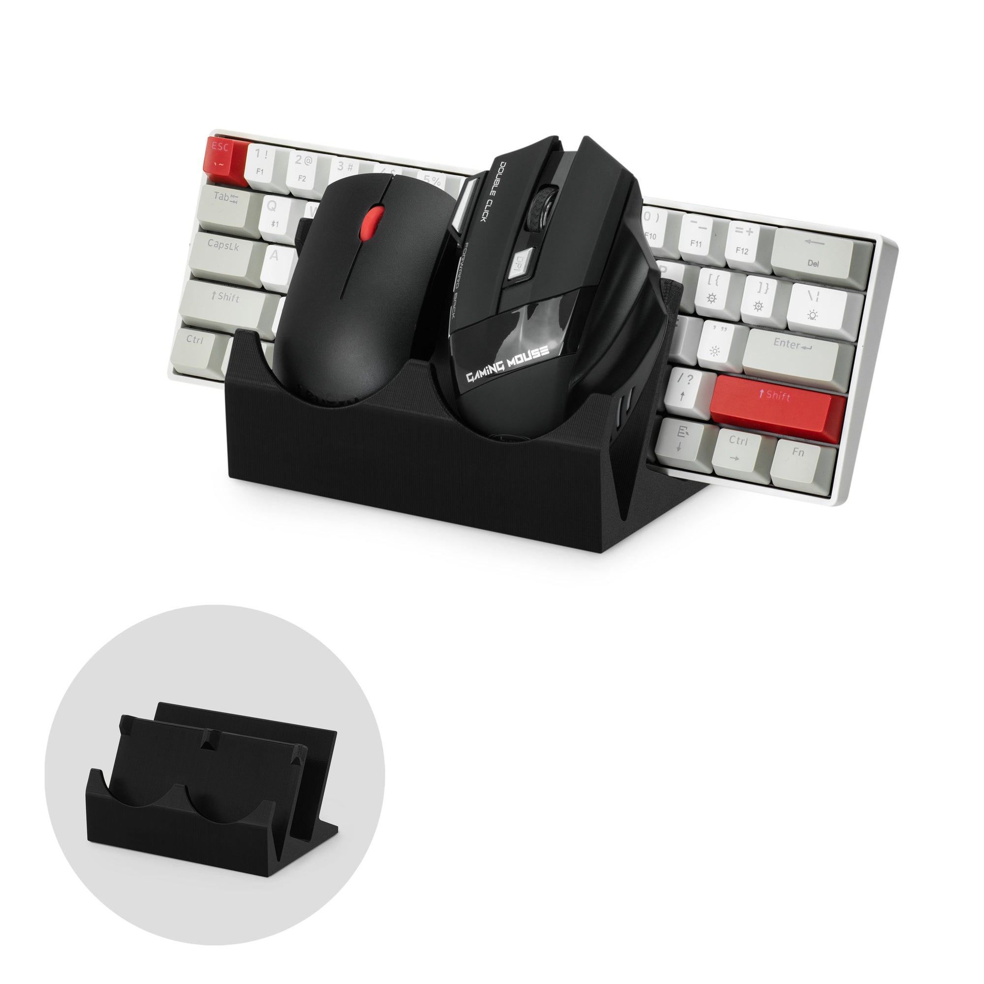 Desktop Keyboard & Dual PC Mouse Stand Holder, Suitable for Small Or Large Keyboards,  Gaming & Office Mice (DK03)