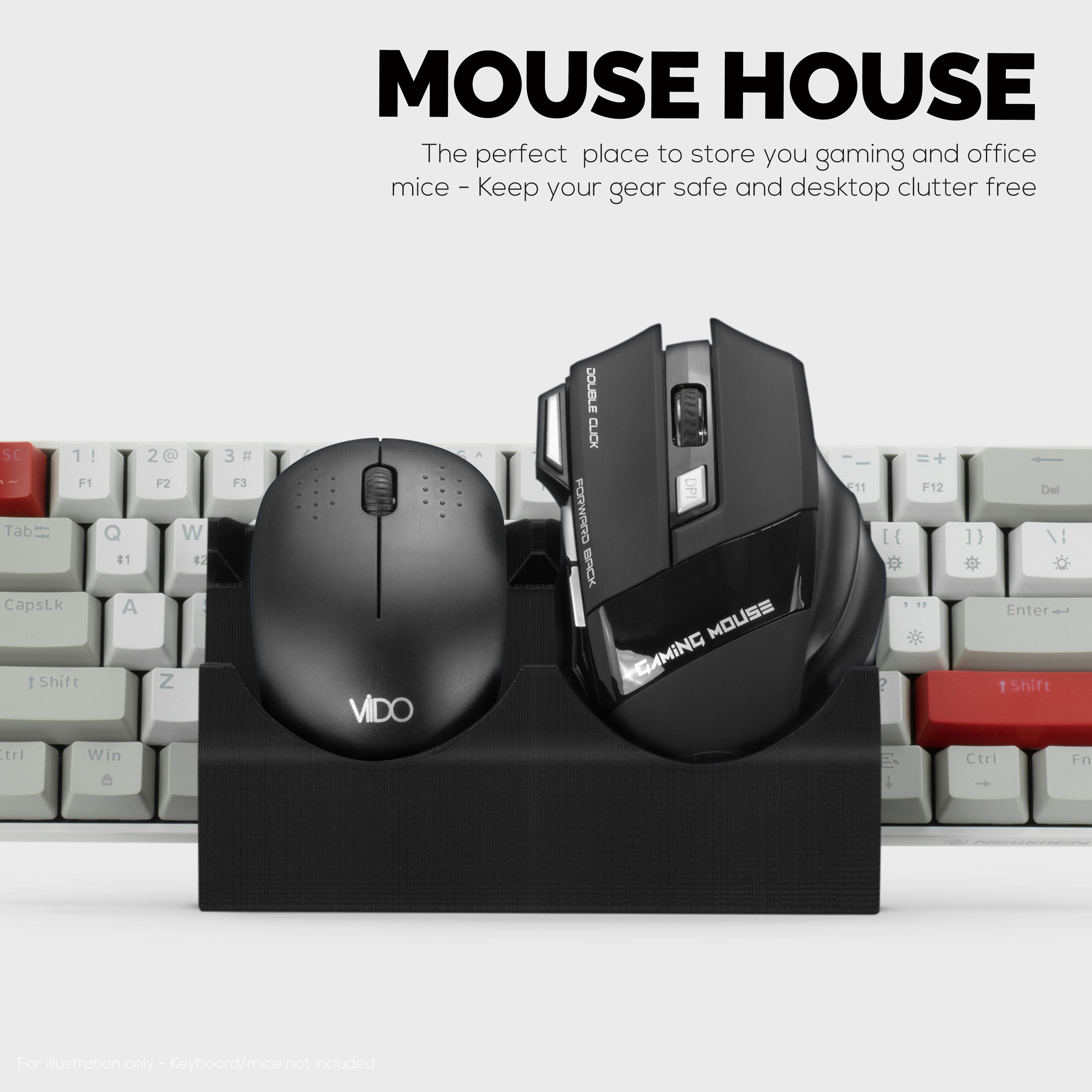 Desktop Mosue Desktop Keyboard & Dual PC Mouse Stand Holder, Reduce Clutter, Organiz ...