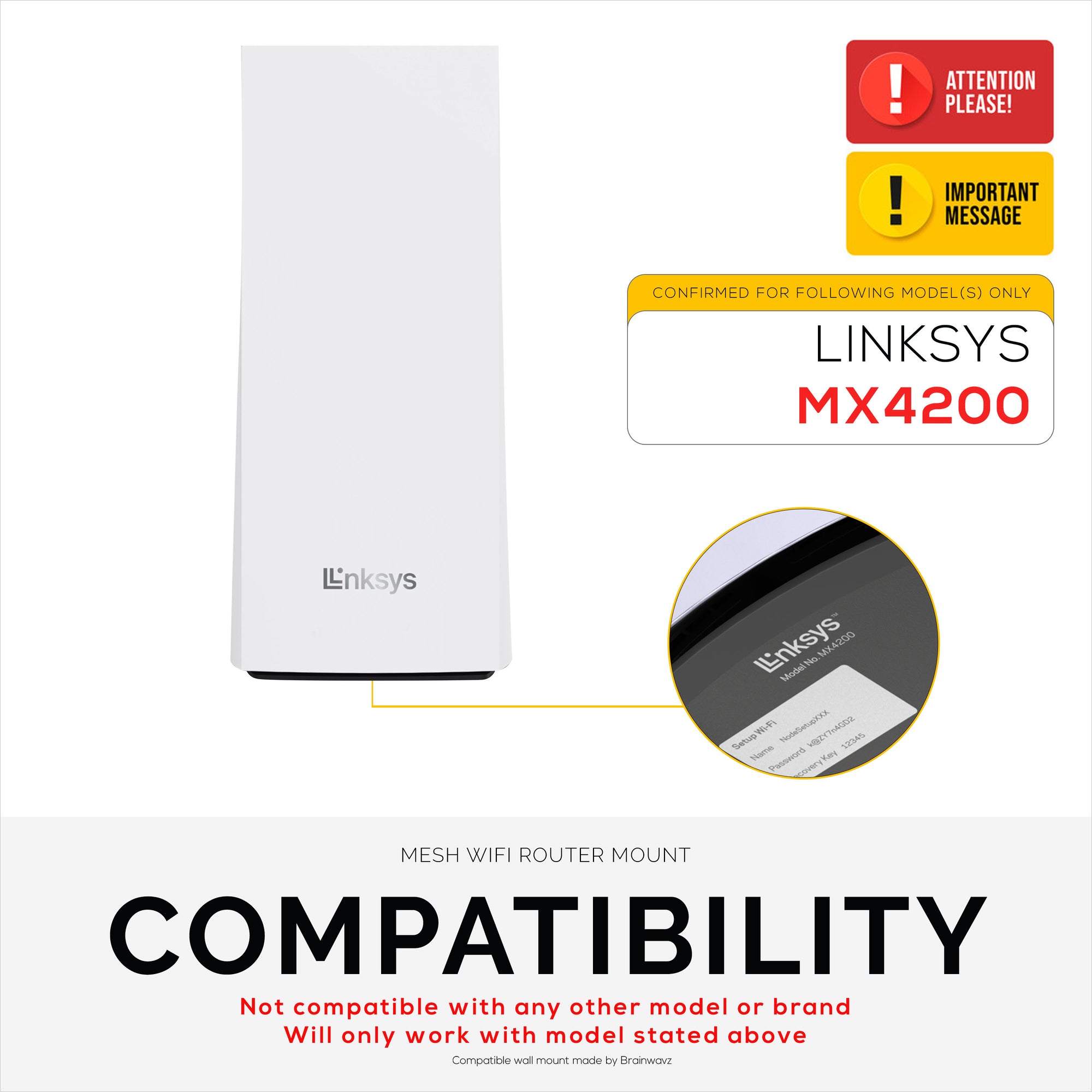 Wall Mount For Linksys MX4200 Mesh WiFi 6 (AX4200) Router, Easy to  Install Holder Bracket, Reduce Interference &amp; Clutter