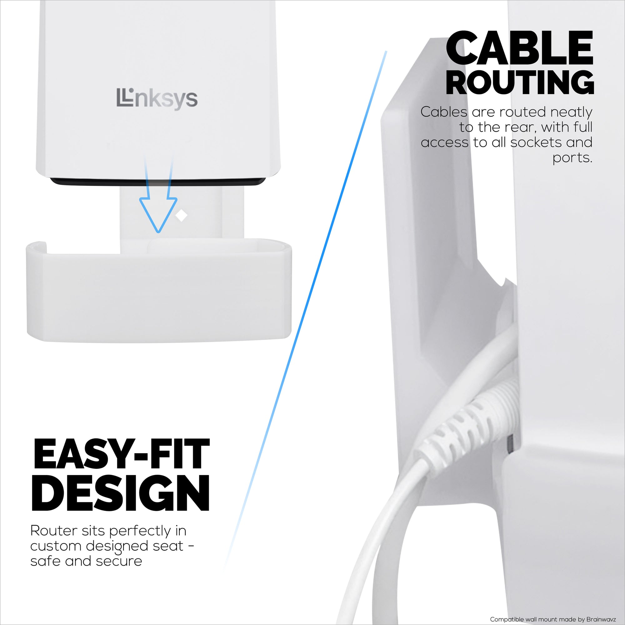 Wall Mount for Linksys MX4200 WIFI mesh routers - Brainwavz