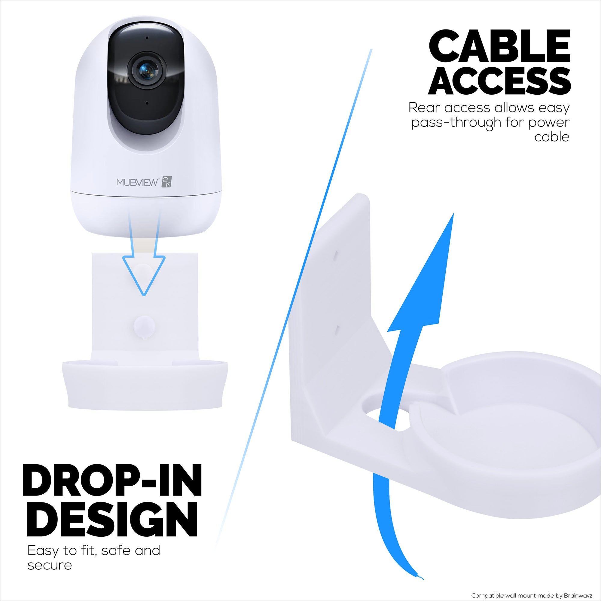 Wall Mount For Mubview PK320 Pet &amp; Baby Indoor Baby Monitor Pet Security Camera - Easy to Install, Reduce Blind Spots &amp; Clutter