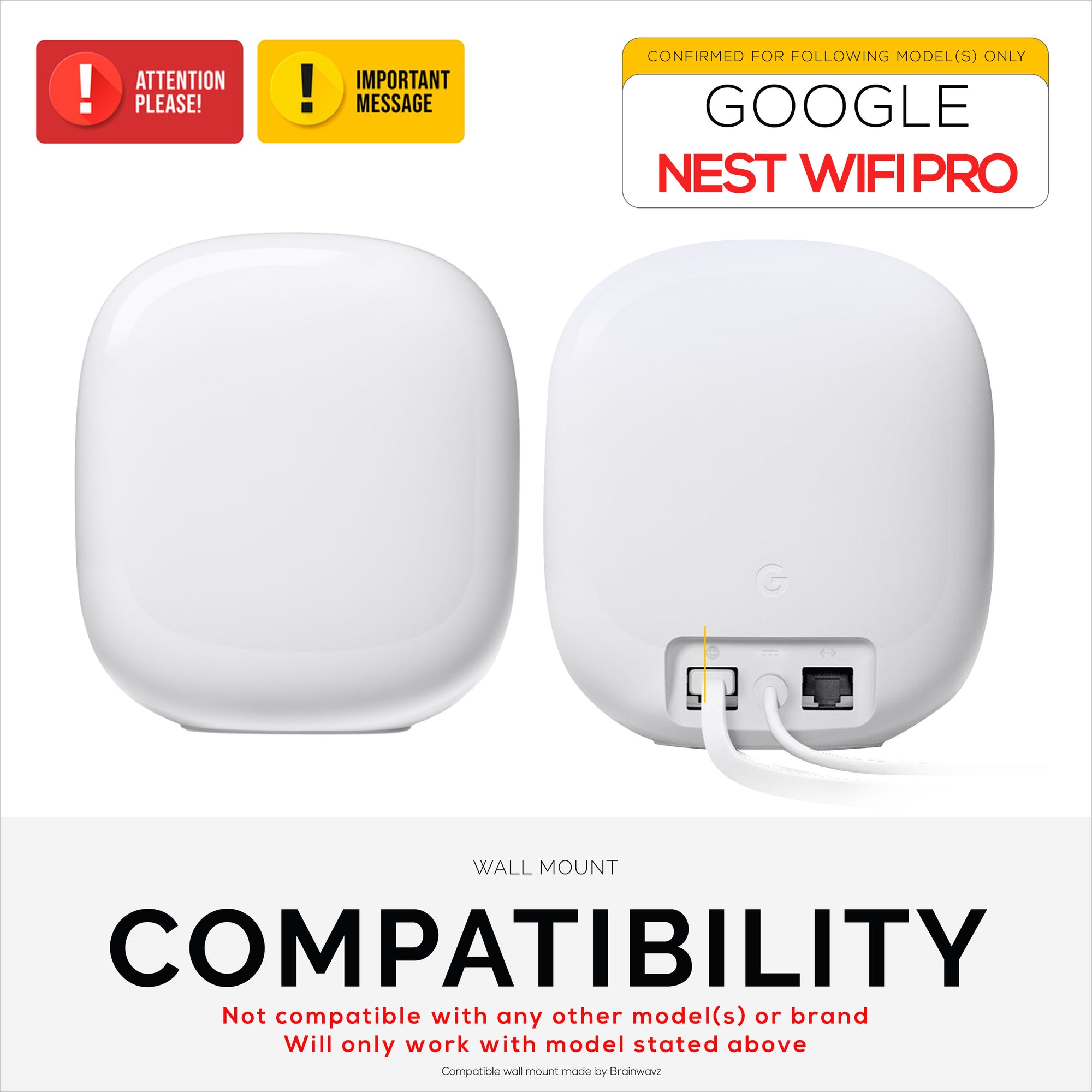 Google Mesh Router Rack Mount Kit Wall Mount for Google Nest Wifi Pro router - Brainwavz Audio