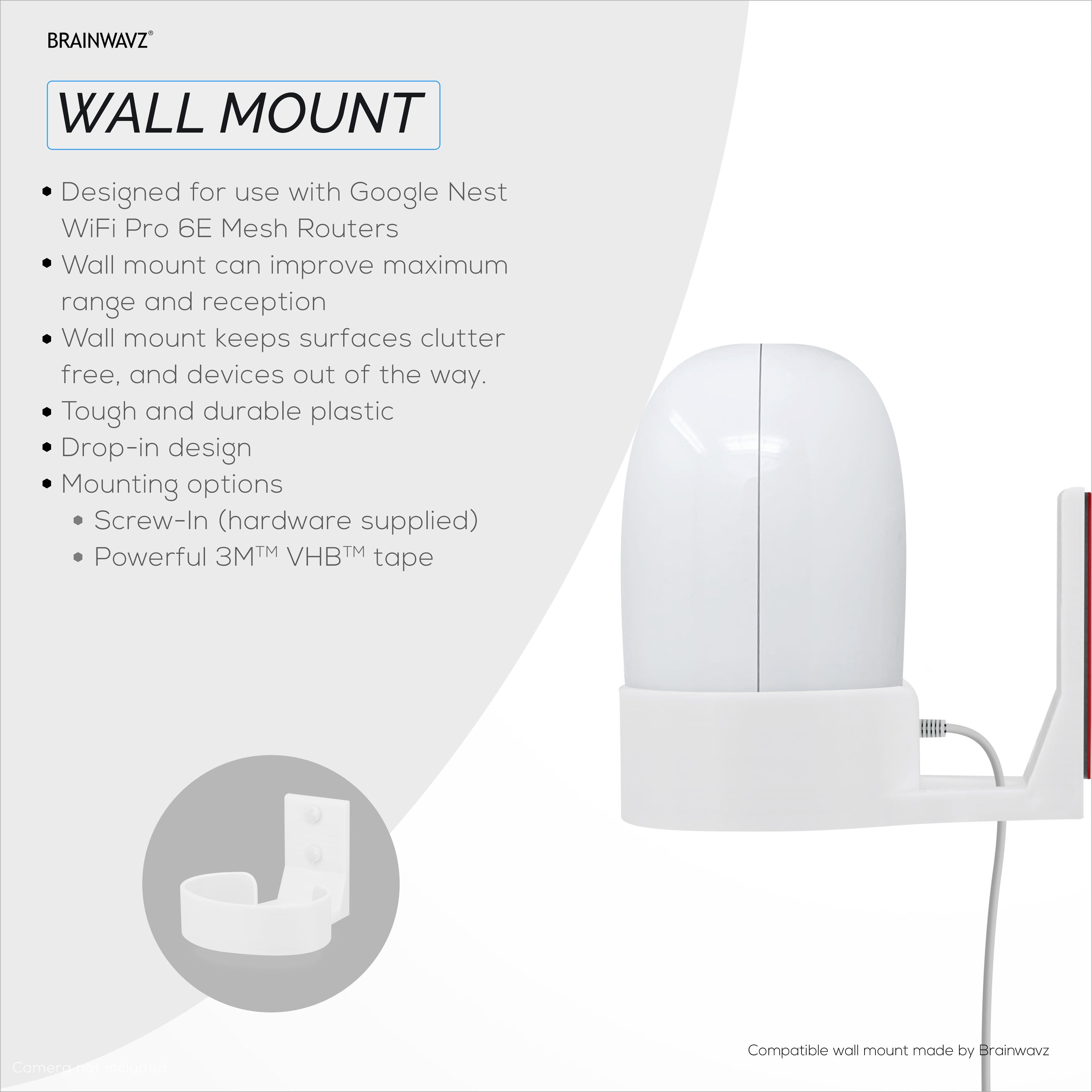 Google WiFi Adhesive Wall and Ceiling Mount (01) - Easy to Install & N -  Brainwavz Audio