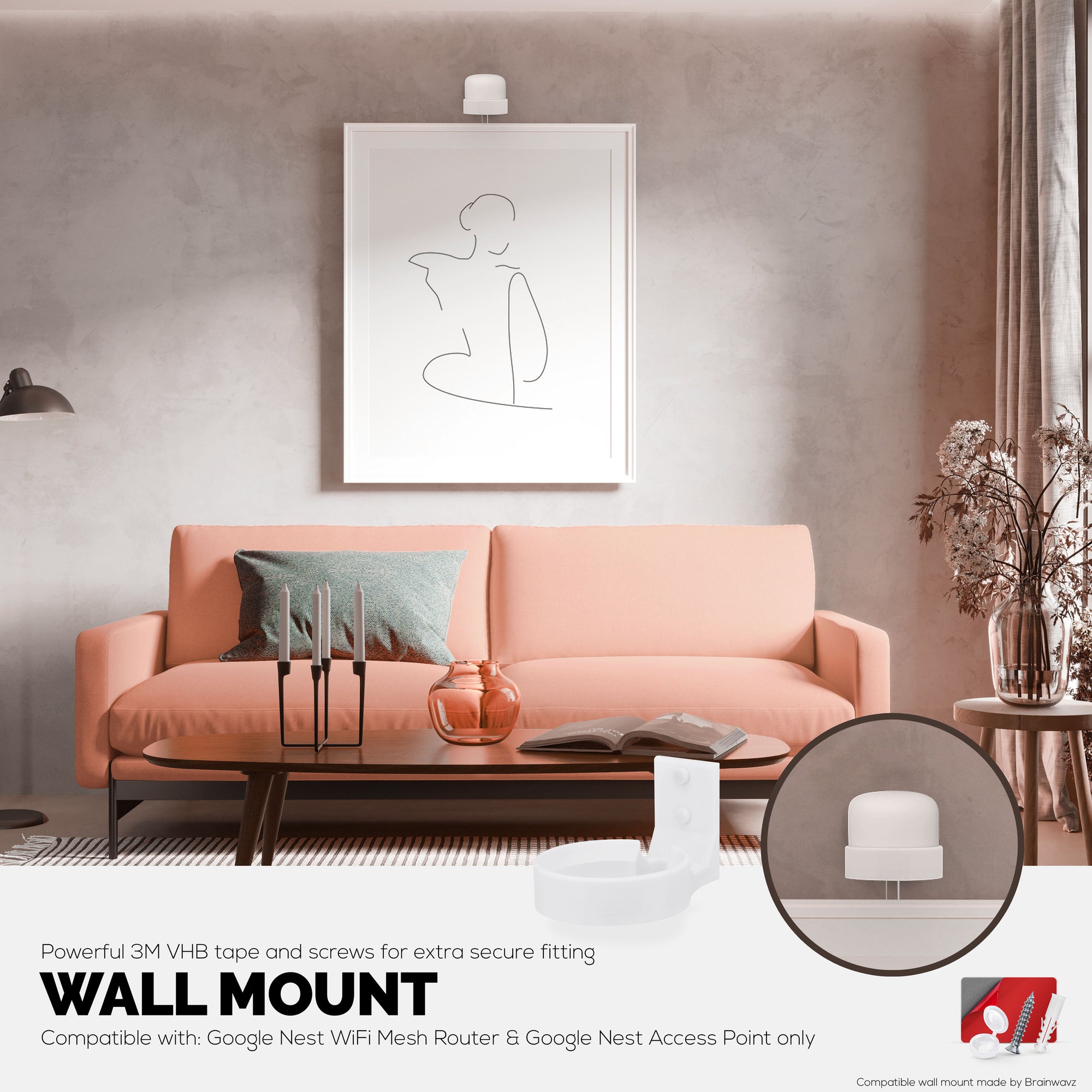 Wall Mount For Google Nest Router &amp; Nest WiFi Point, Easy to Install Holder Bracket, Reduce Interference &amp; Clutter