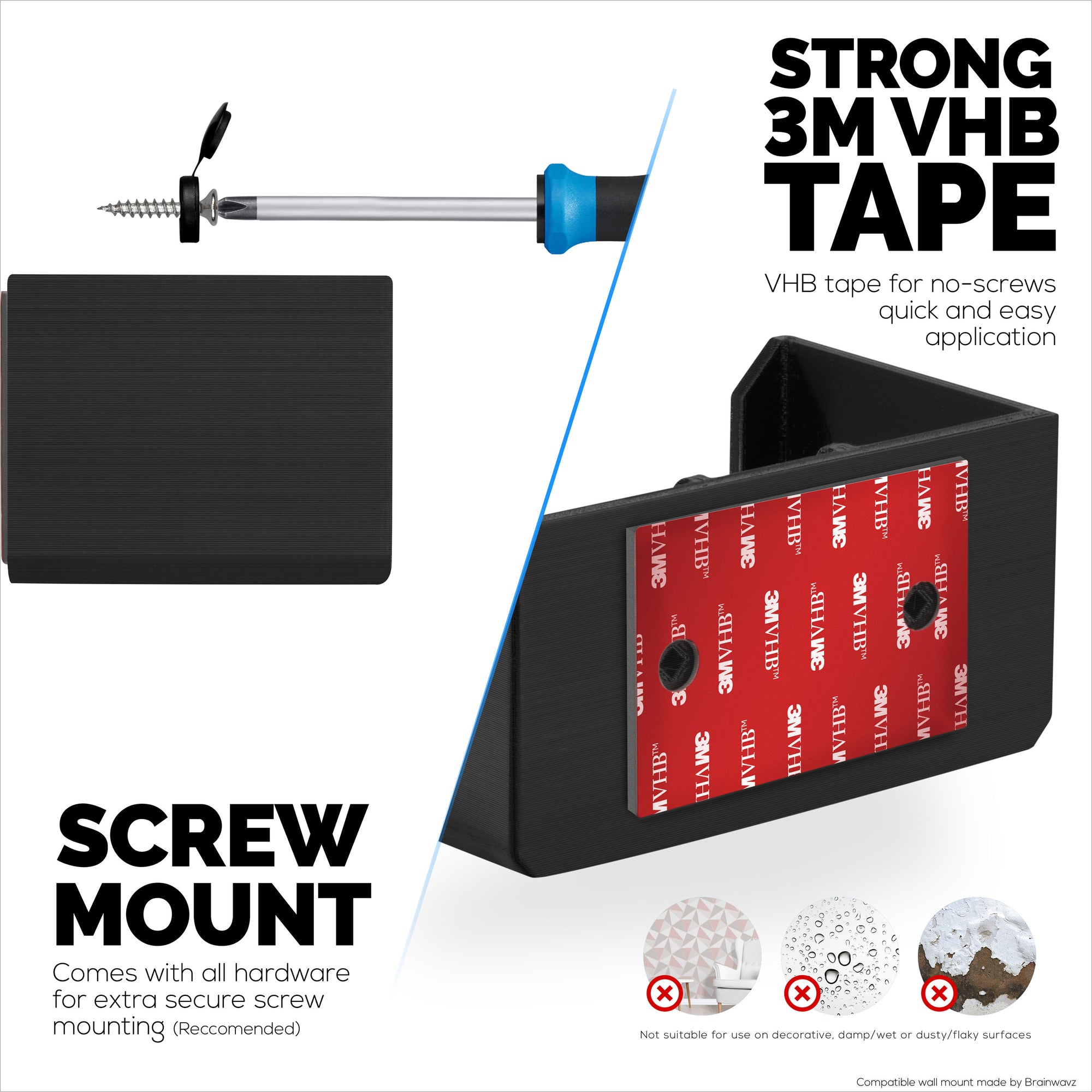 Screwless Wall Mount For Netgear Nighthawk MK62 Router, Strong VHB Adhesive, Easy to Install Holder, Reduce Interference &amp; Increase Range, Stick On &amp; Screw-in Mounting