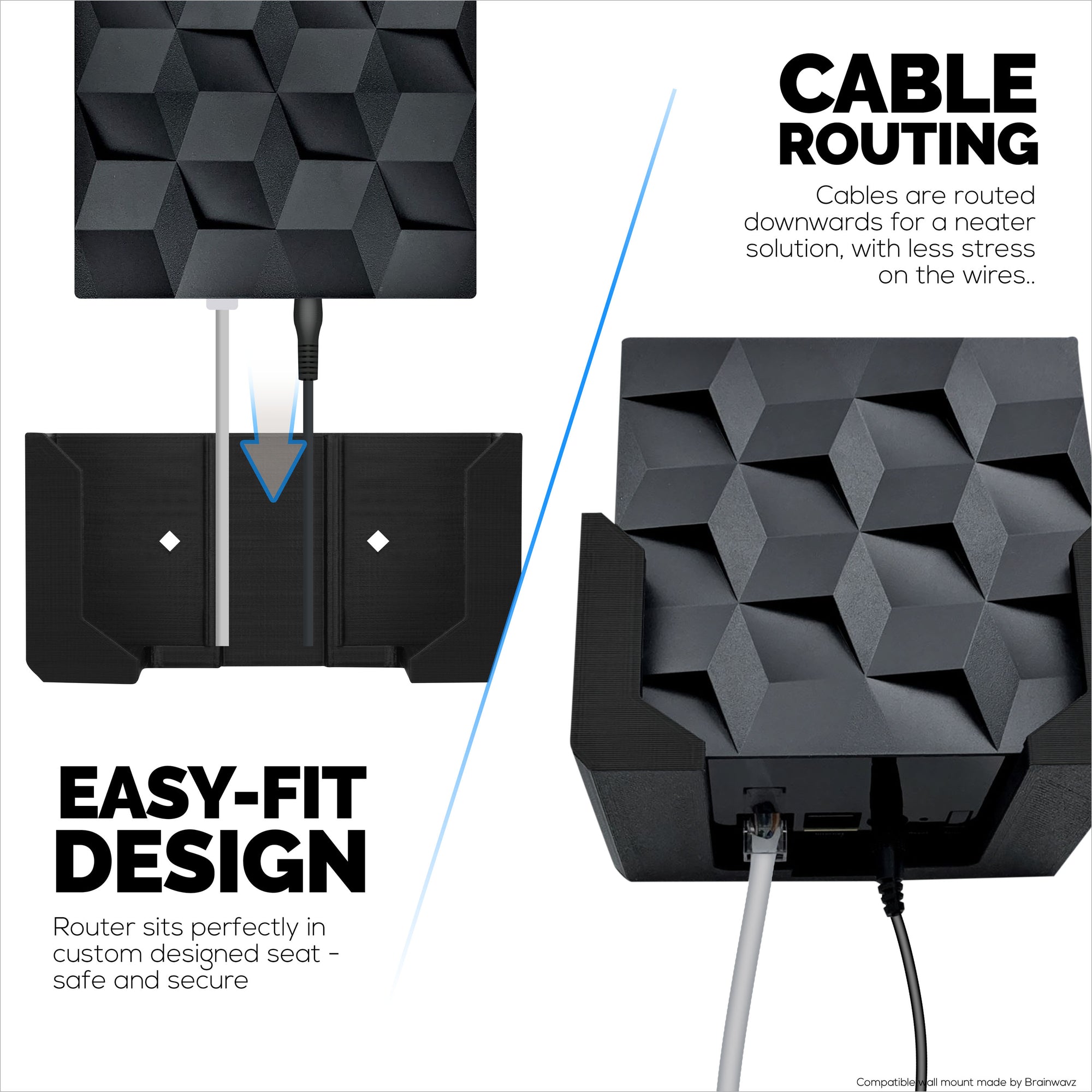 Netgear Router Mount Wall Mount for Netgear Nighthawk MK62 WIFI mesh routers - Brainwavz Audio