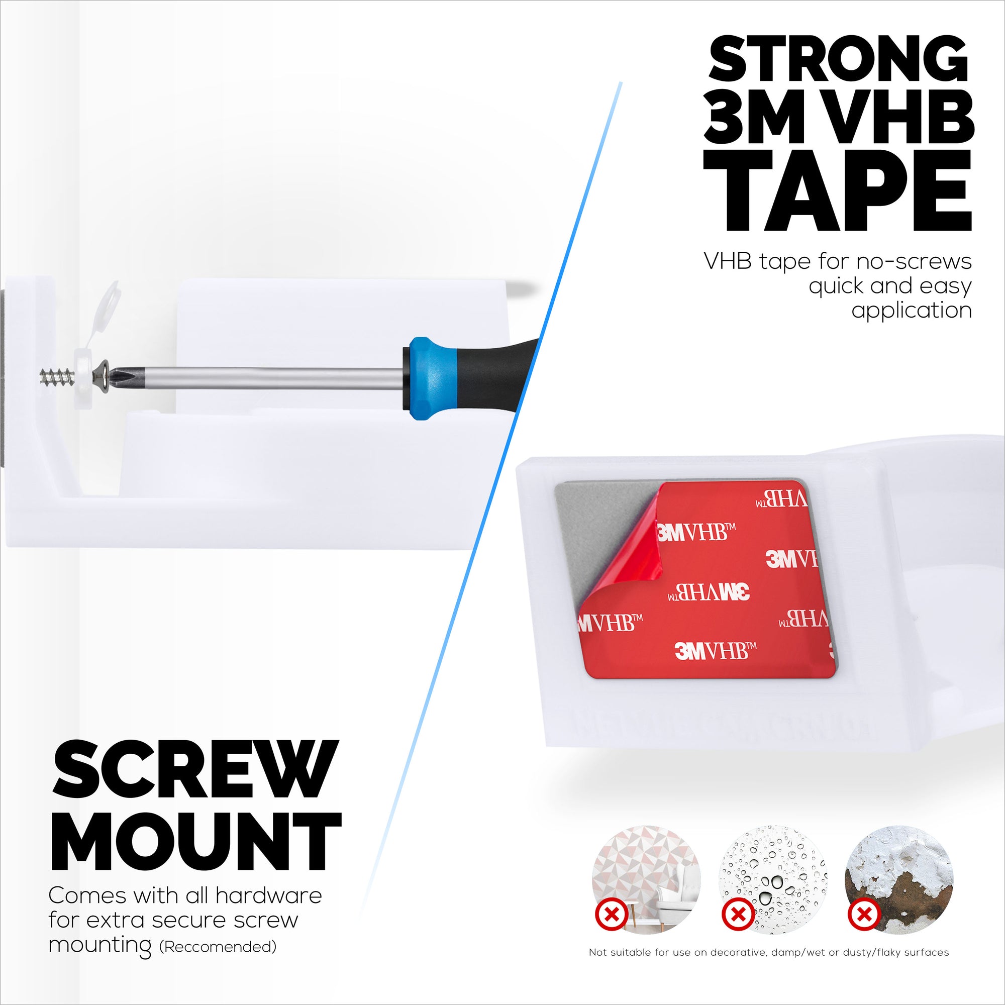 Hjørnevægbeslag til NETVUE NI-342 Pet & Baby indendørs kamera, selvklæbende sikkerhedskamera holder beslag, reducere blinde vinkler & Rod, klæbemiddel & amp; Indskruet montering