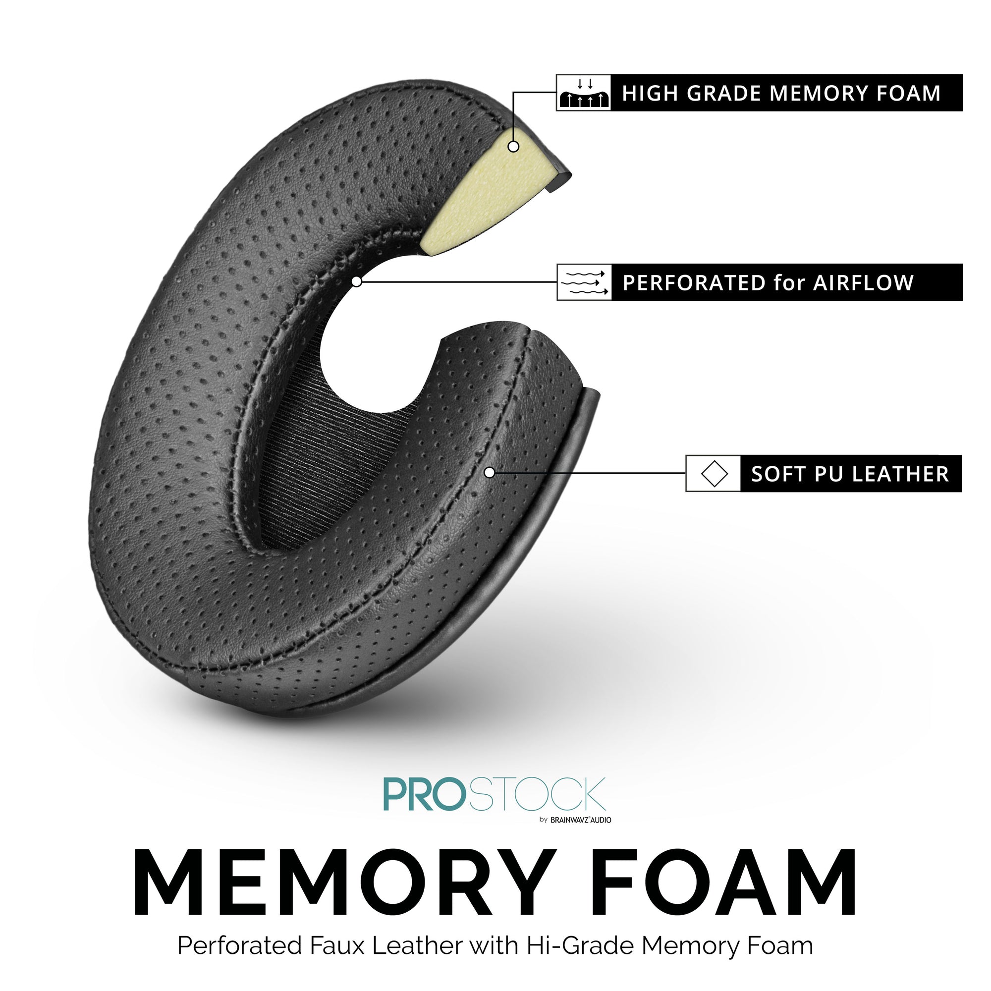 ProStock ATH M50X &amp; M Series Replacement Earpads - Custom Designed Shape with Memory Foam - Perforated