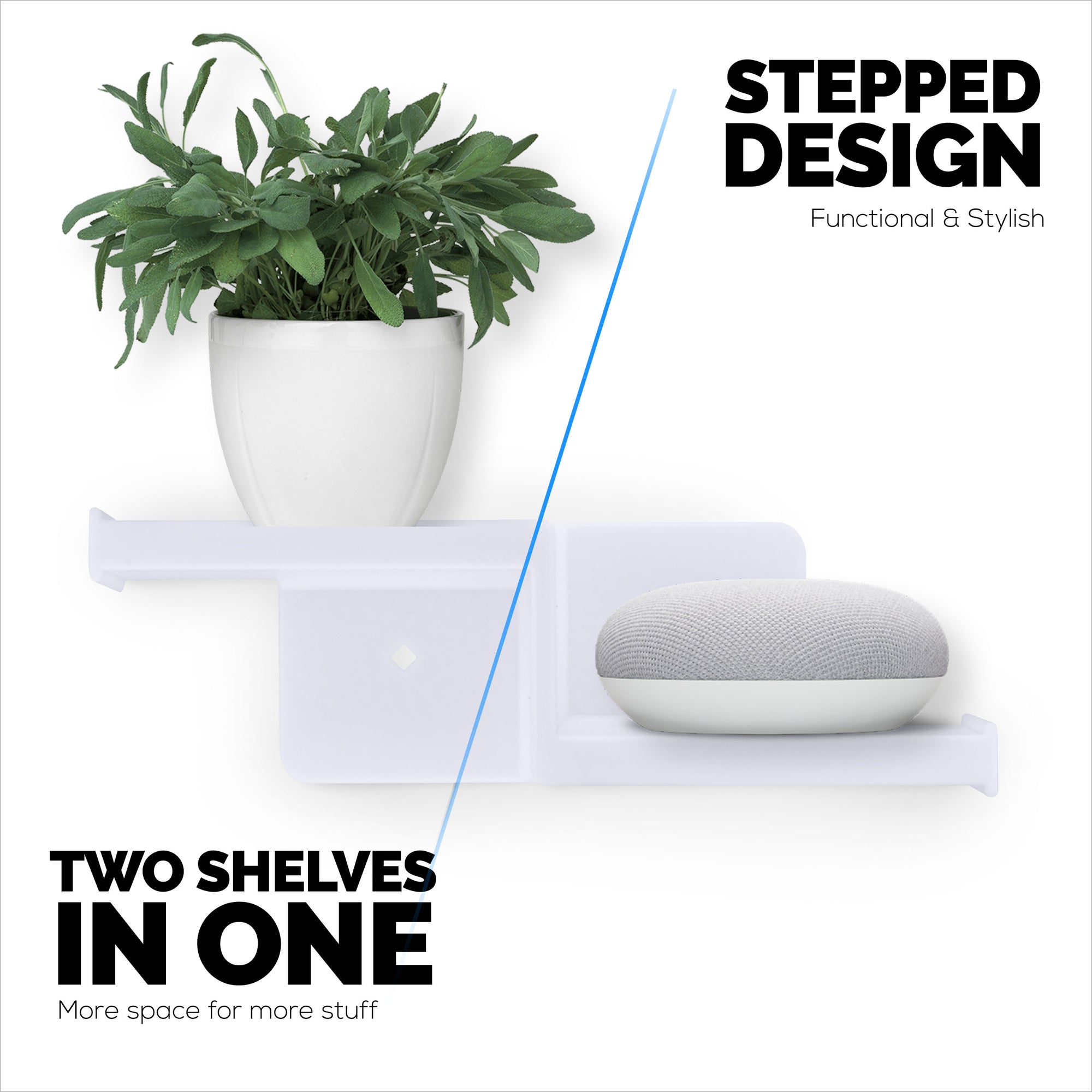 Drill Free Small Wall Mount Shelf For Security Cameras, Baby Monitors, Speakers, Routers, Plants &amp; More, Strong Adhesive