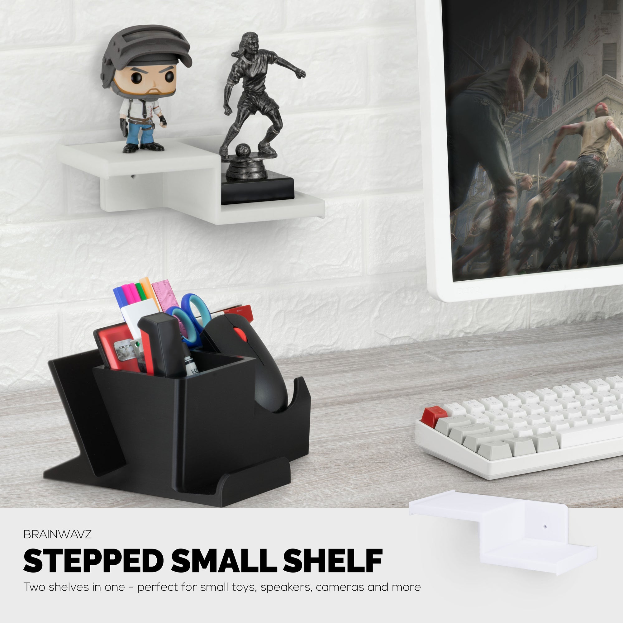 Drill Free Small Wall Mount Shelf For Security Cameras, Baby Monitors, Speakers, Routers, Plants &amp; More, Strong Adhesive