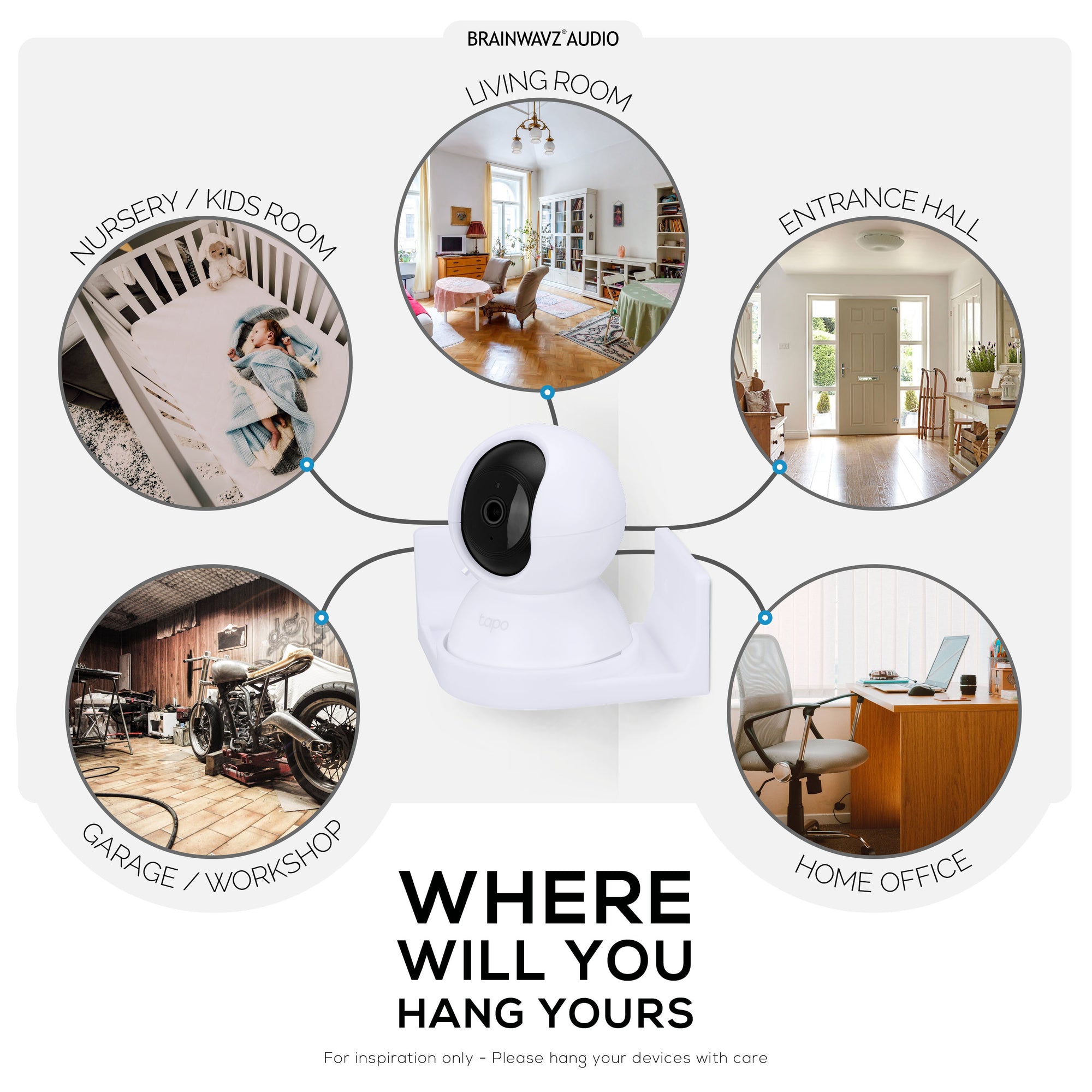 Corner Wall Mount for Tapo Pan/Tilt C200/C210 Pet &amp; Baby Indoor Camera, Security Camera Holder Bracket, Reduce Blind Spots &amp; Clutter, Adhesive &amp; Screw-In Mounting