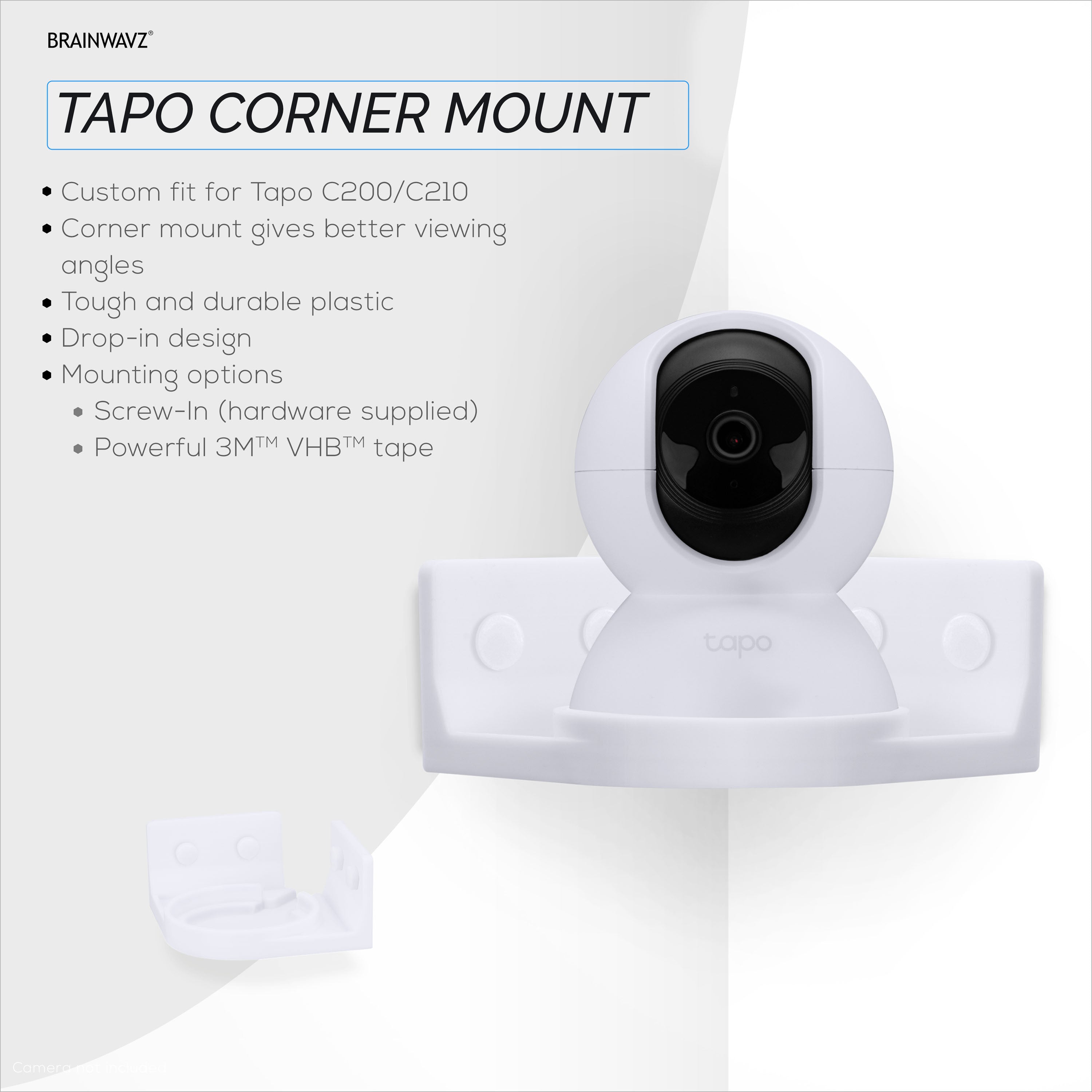 Corner Mount for Tapo Pan/Tilt C200/C210 Pet & Baby Indoor Camera -  Brainwavz Audio