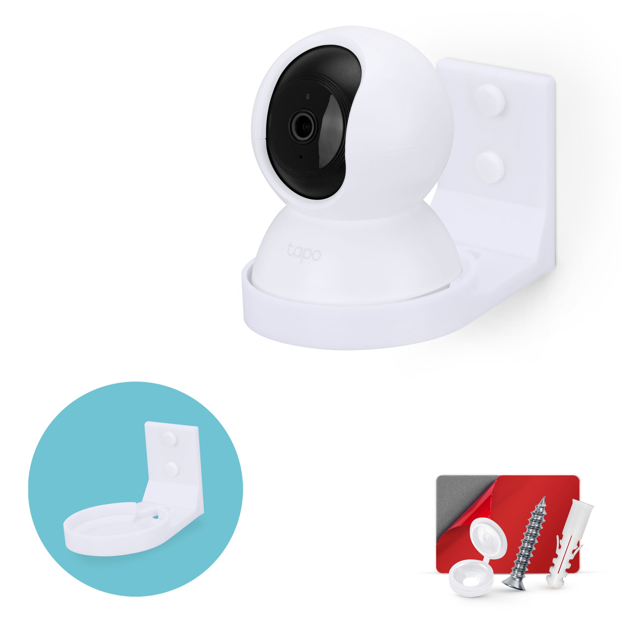 Wall Mount Holder For Tapo Pan/Tilt (C200 & C210) Smart Security Camera, Custom Designed Bracket, Reduce Blind Spots & Clutter