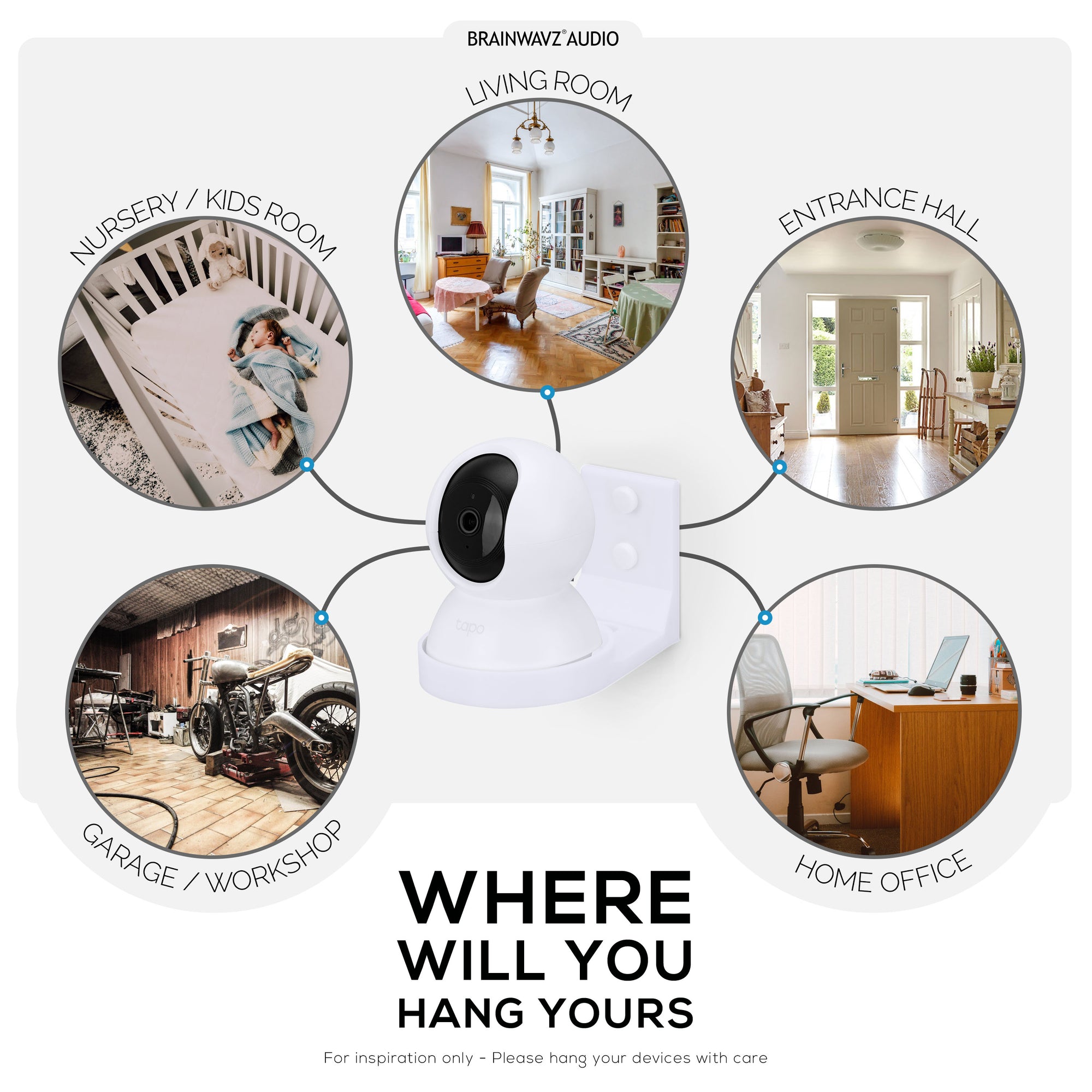 Wall Mount Holder For Tapo Pan/Tilt (C200 &amp; C210) Smart Security Camera, Custom Designed Bracket, Reduce Blind Spots &amp; Clutter