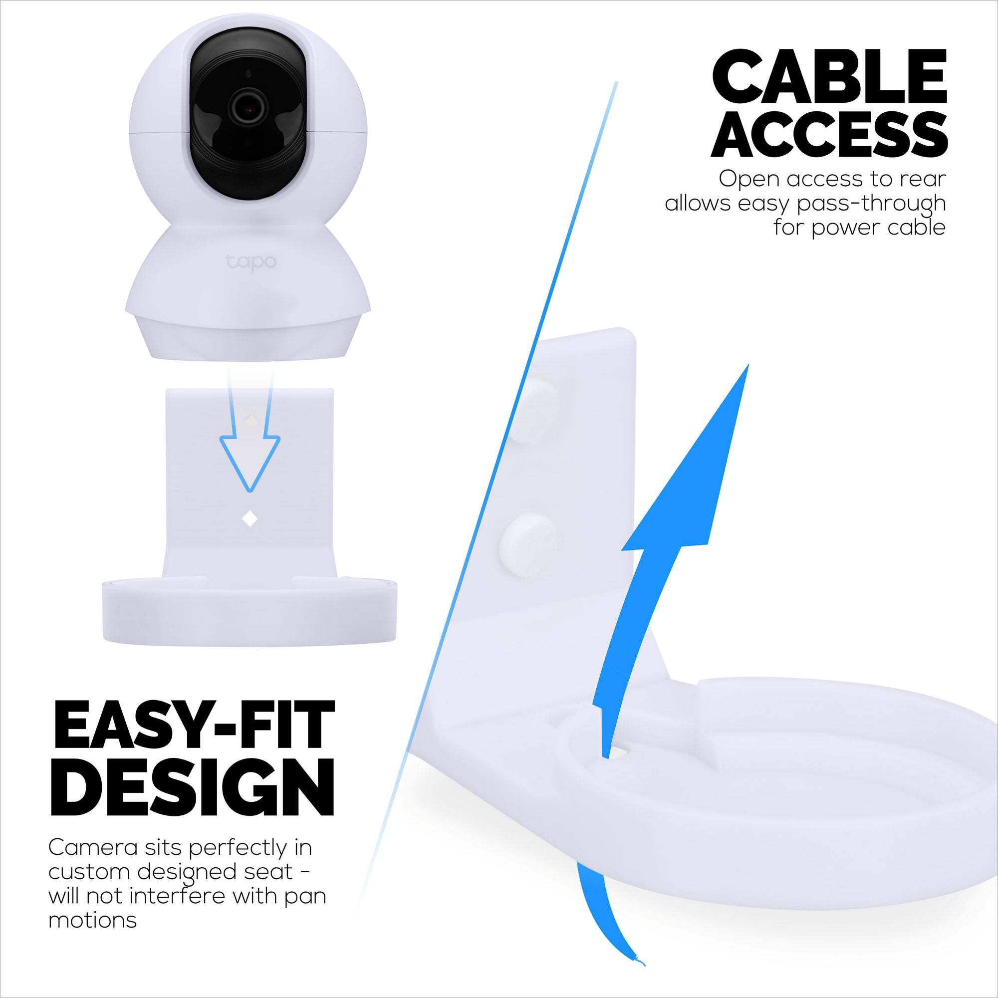 Wall Mount Holder For Tapo Pan/Tilt (C200 &amp; C210) Smart Security Camera, Custom Designed Bracket, Reduce Blind Spots &amp; Clutter