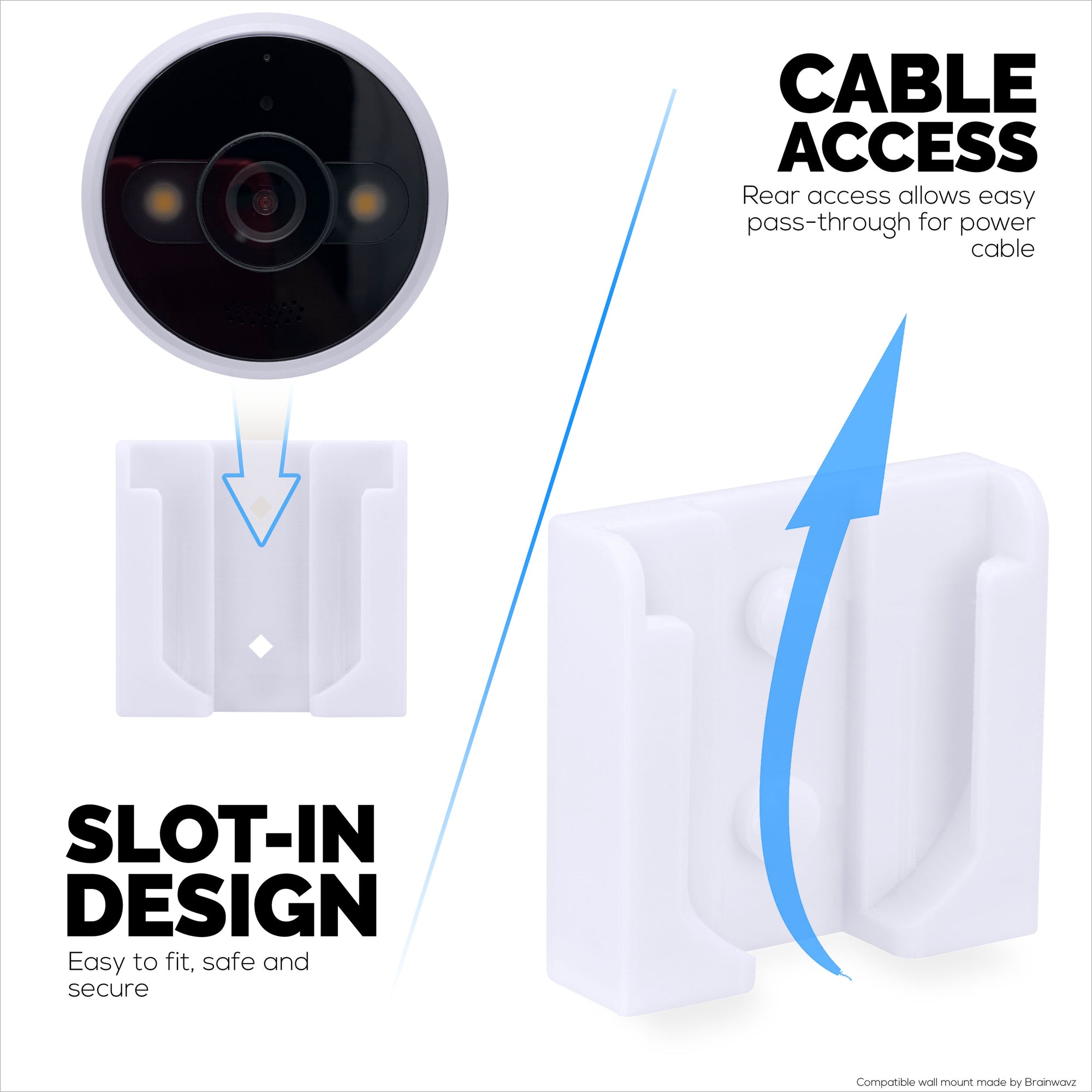 Screwless Wall Mount For TP-Link Kasa KC420WS Camera - Strong VHB Stick On Adhesive, Easy To Install, No Mess, Reduce Blind Spots &amp; Better Viewing, Bracket Holder Shelf